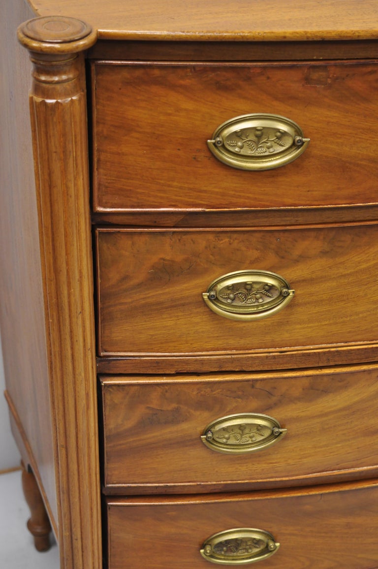 19th Century Sheraton 4-Drawer Mahogany Bow Front Bachelor