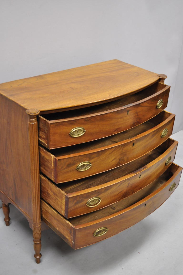 19th Century Sheraton 4-Drawer Mahogany Bow Front Bachelor ...