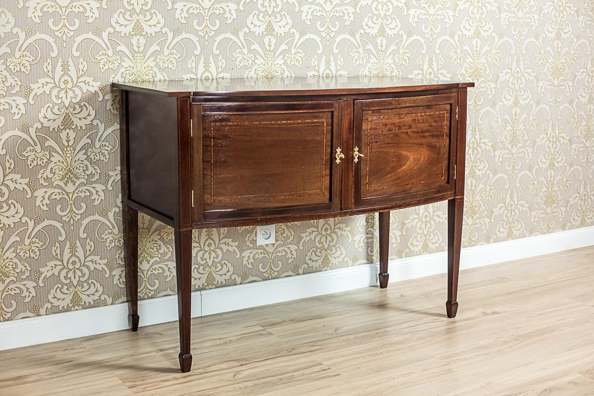 British 19th-Century Sheraton Cabinet in Brown Veneered with Mahogany For Sale