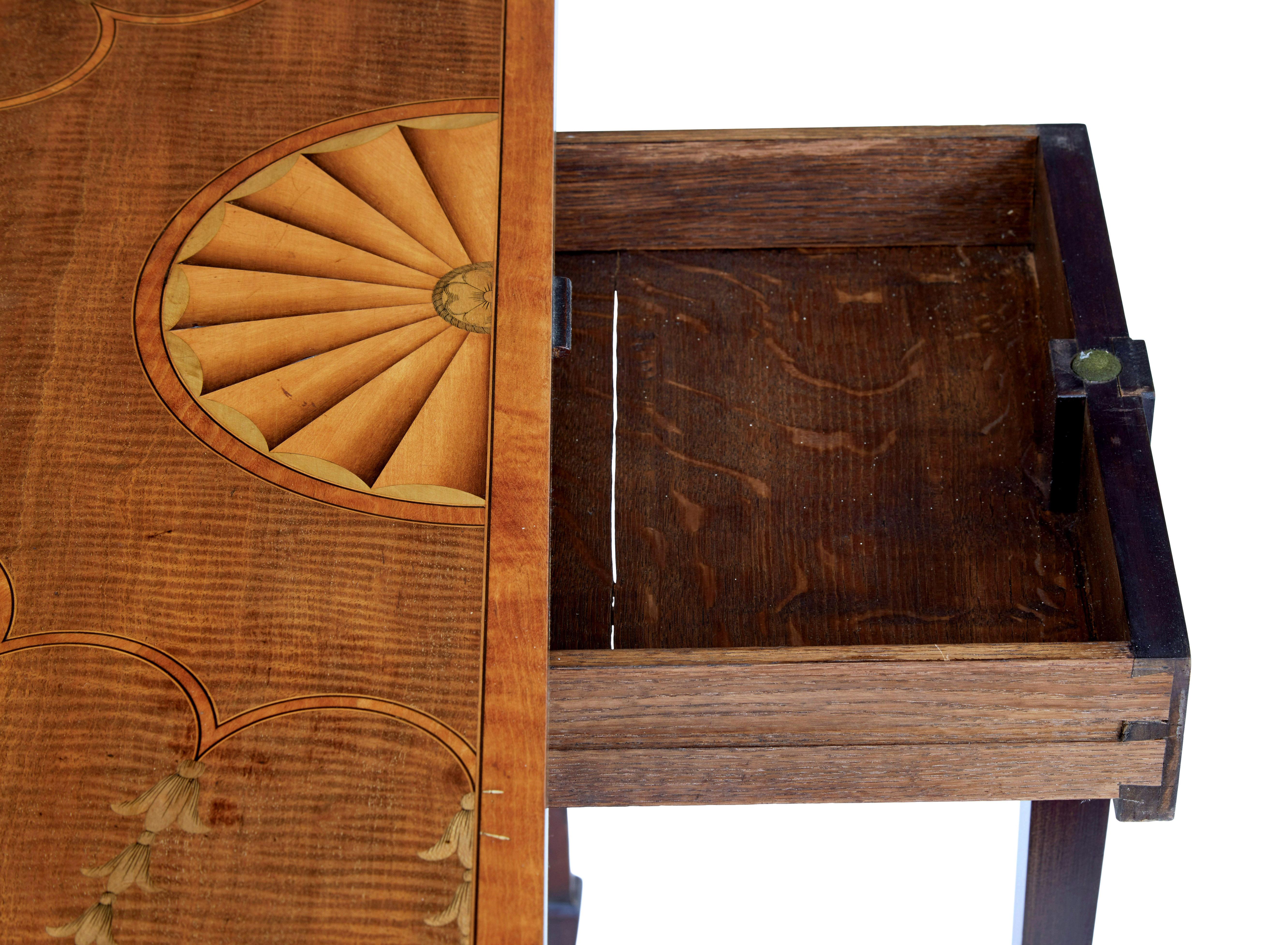 Sheraton 19th Century sheraton revival inlaid mahogany card table For Sale
