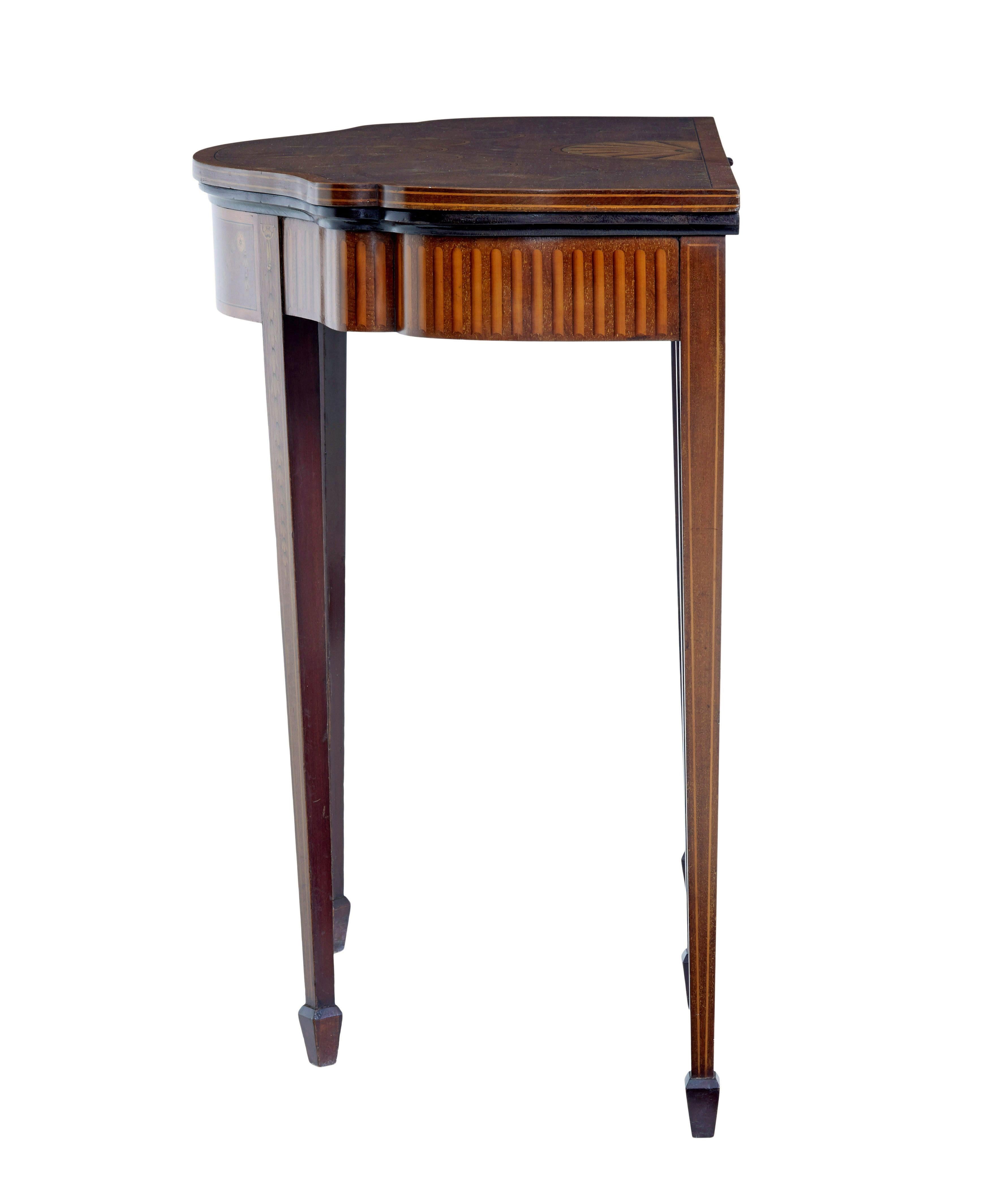 Baize 19th Century sheraton revival inlaid mahogany card table For Sale