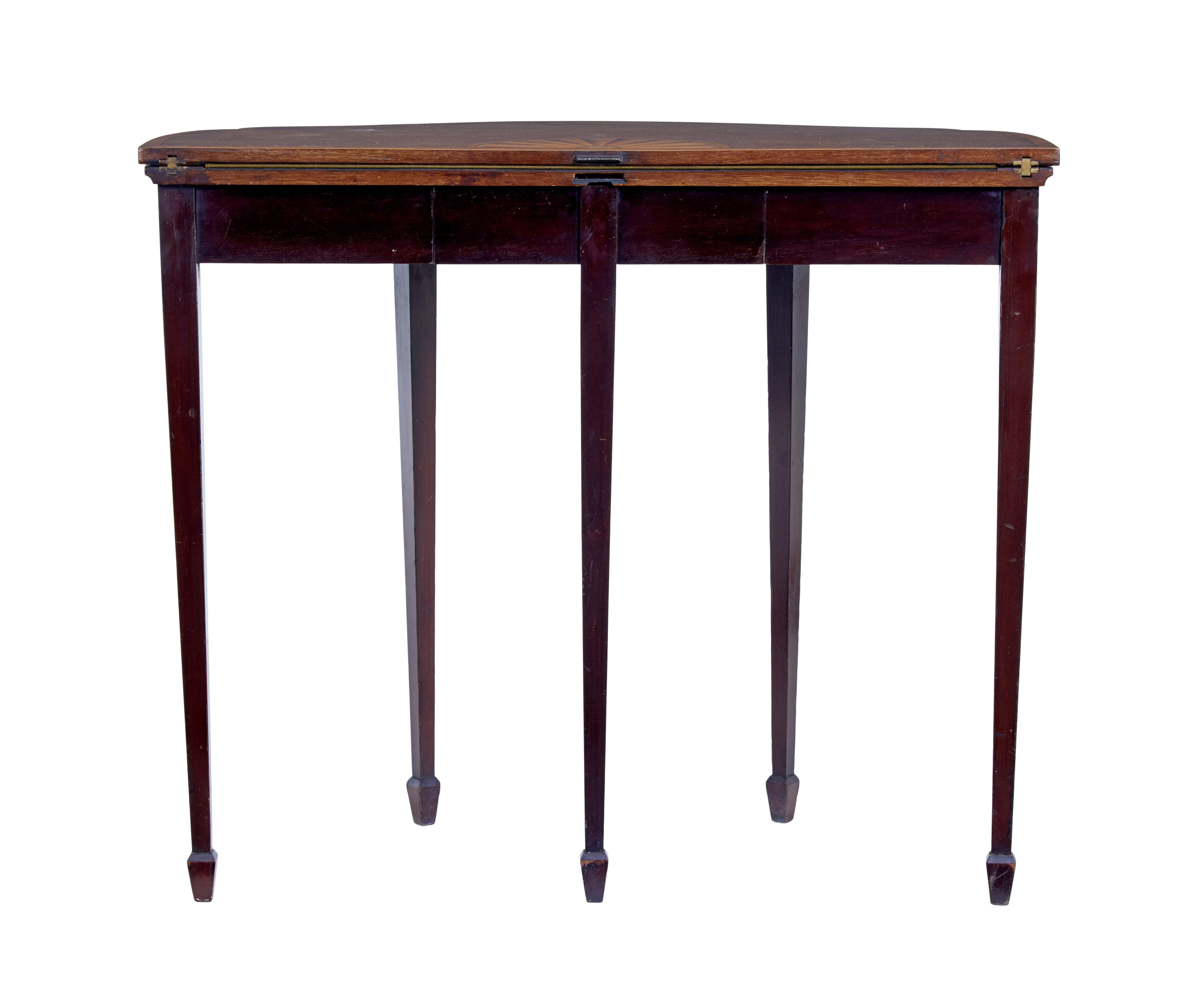 19th century Sheraton revival inlaid mahogany card table For Sale 2