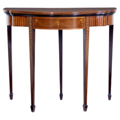 19th century sheraton revival inlaid mahogany card table