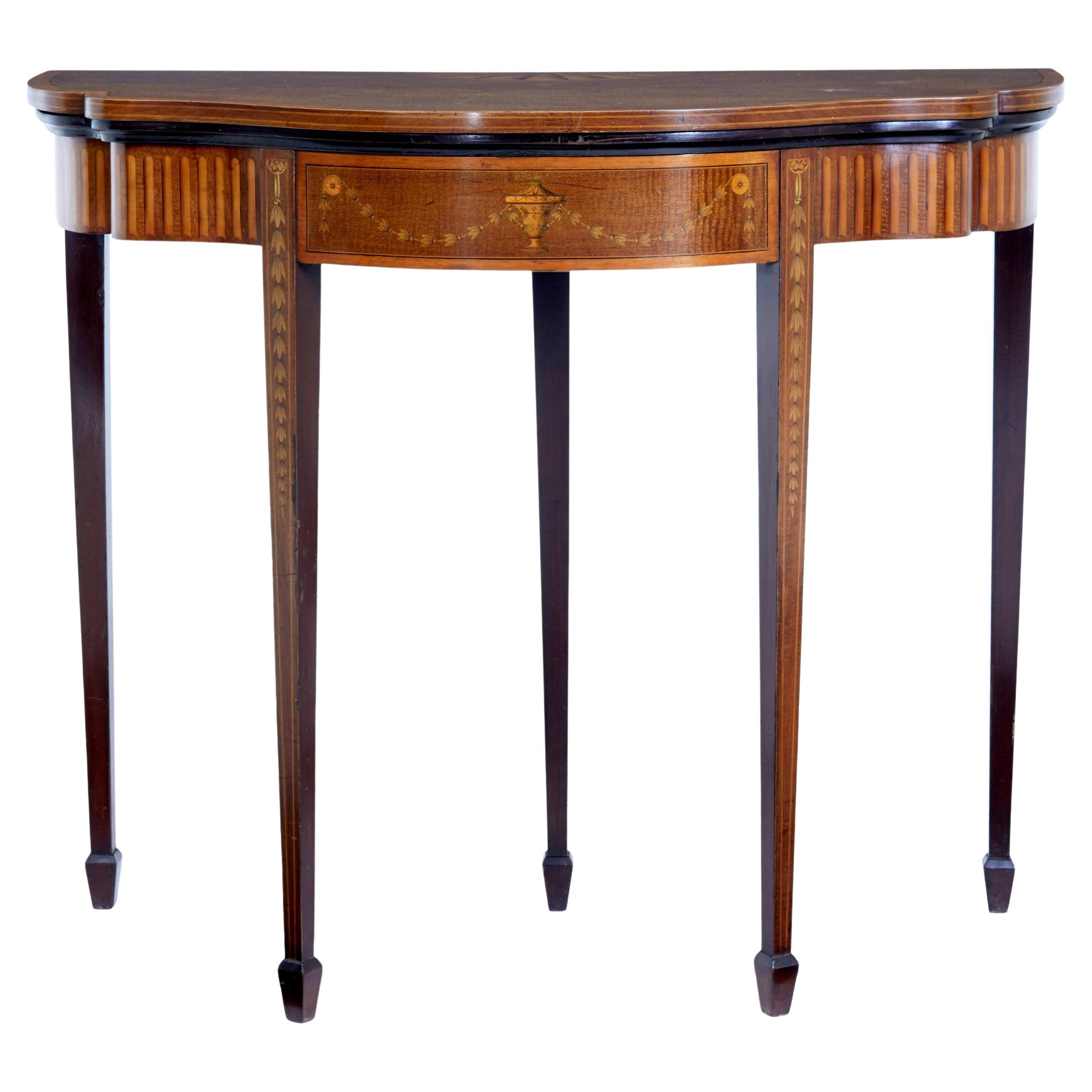 19th Century sheraton revival inlaid mahogany card table For Sale