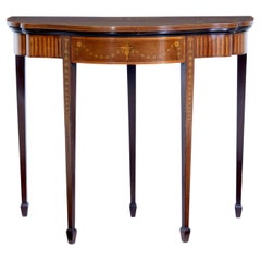Antique 19th Century sheraton revival inlaid mahogany card table