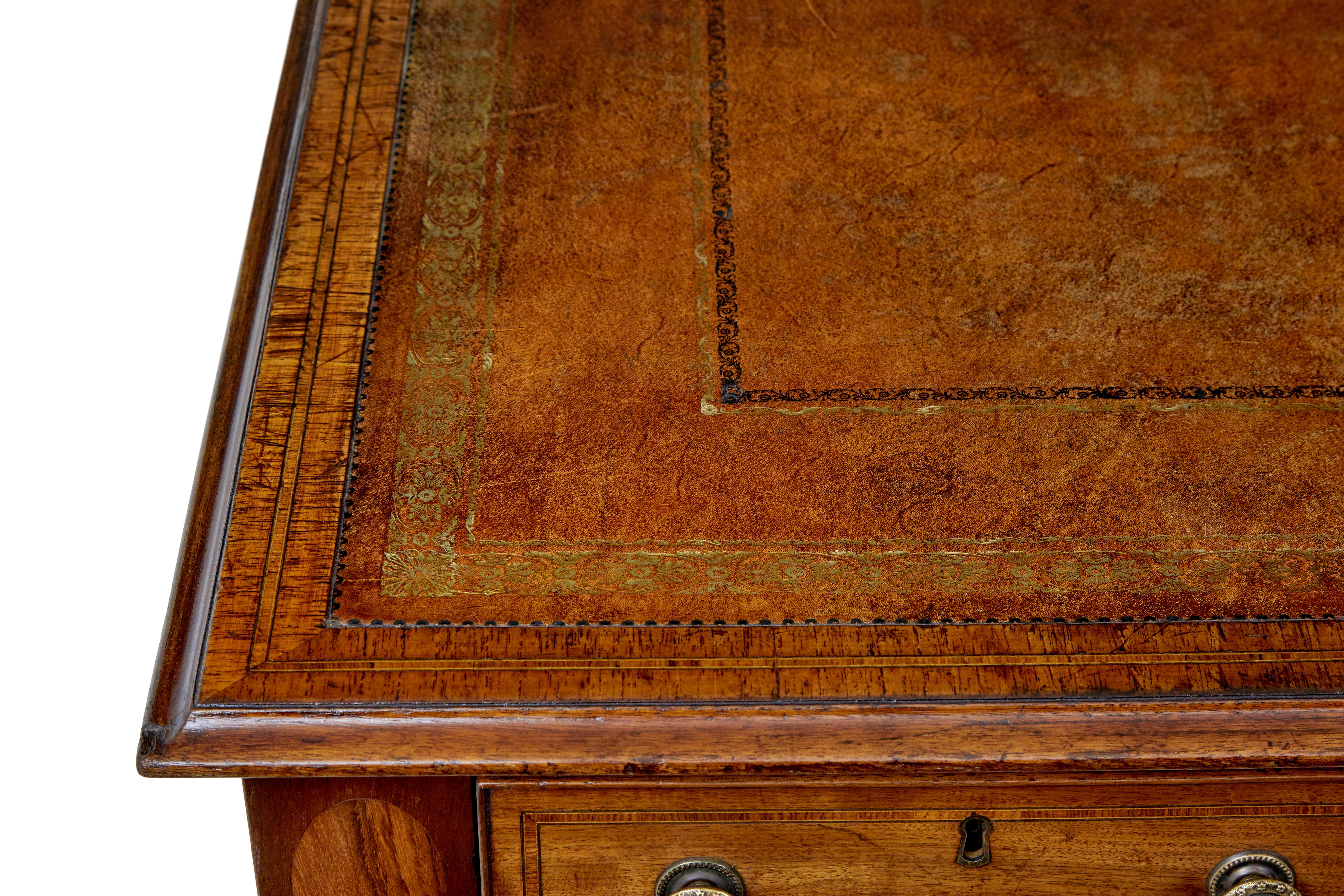 19th century Sheraton revival leather top library table en vente 1