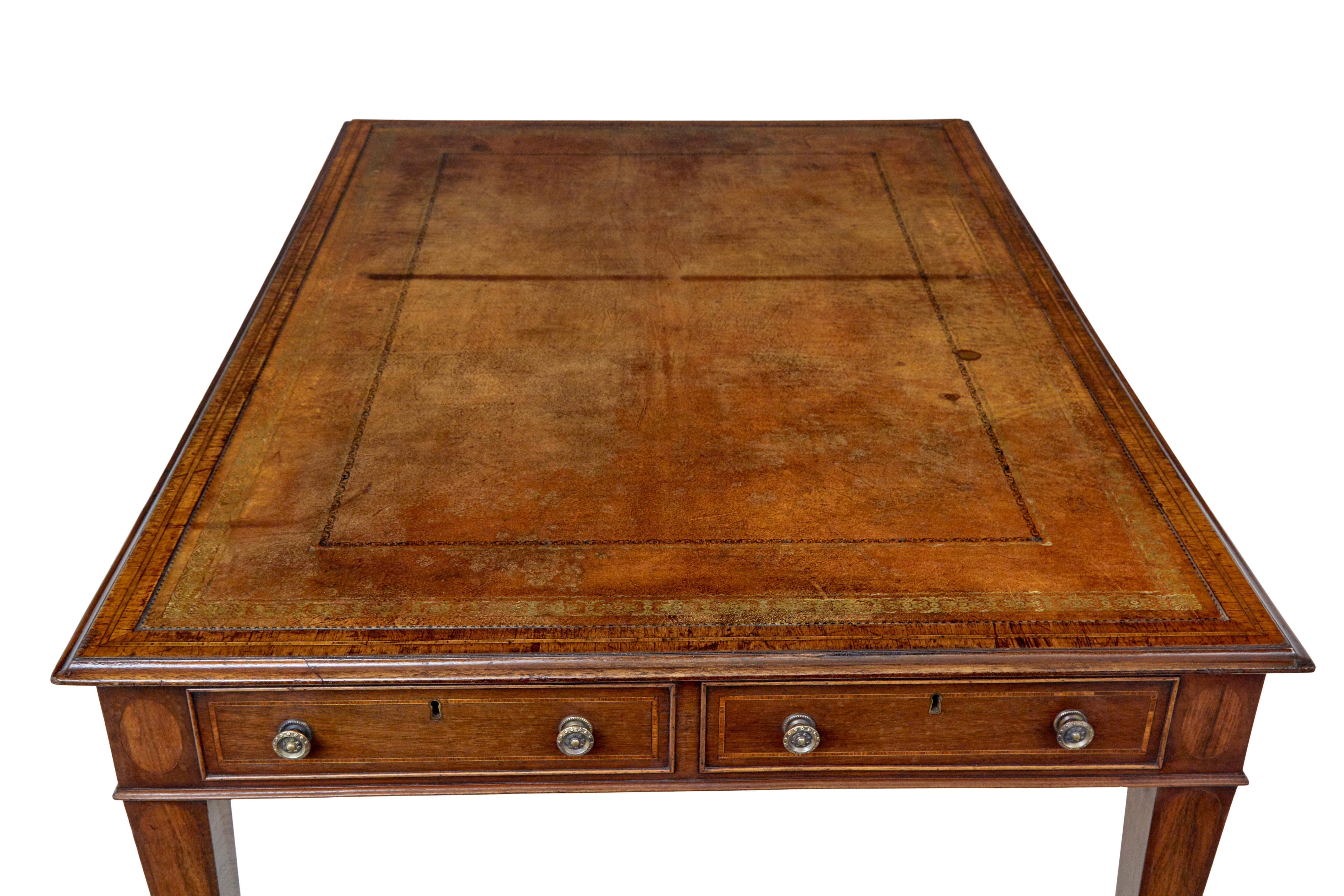 19th century Sheraton revival leather top library table en vente 2