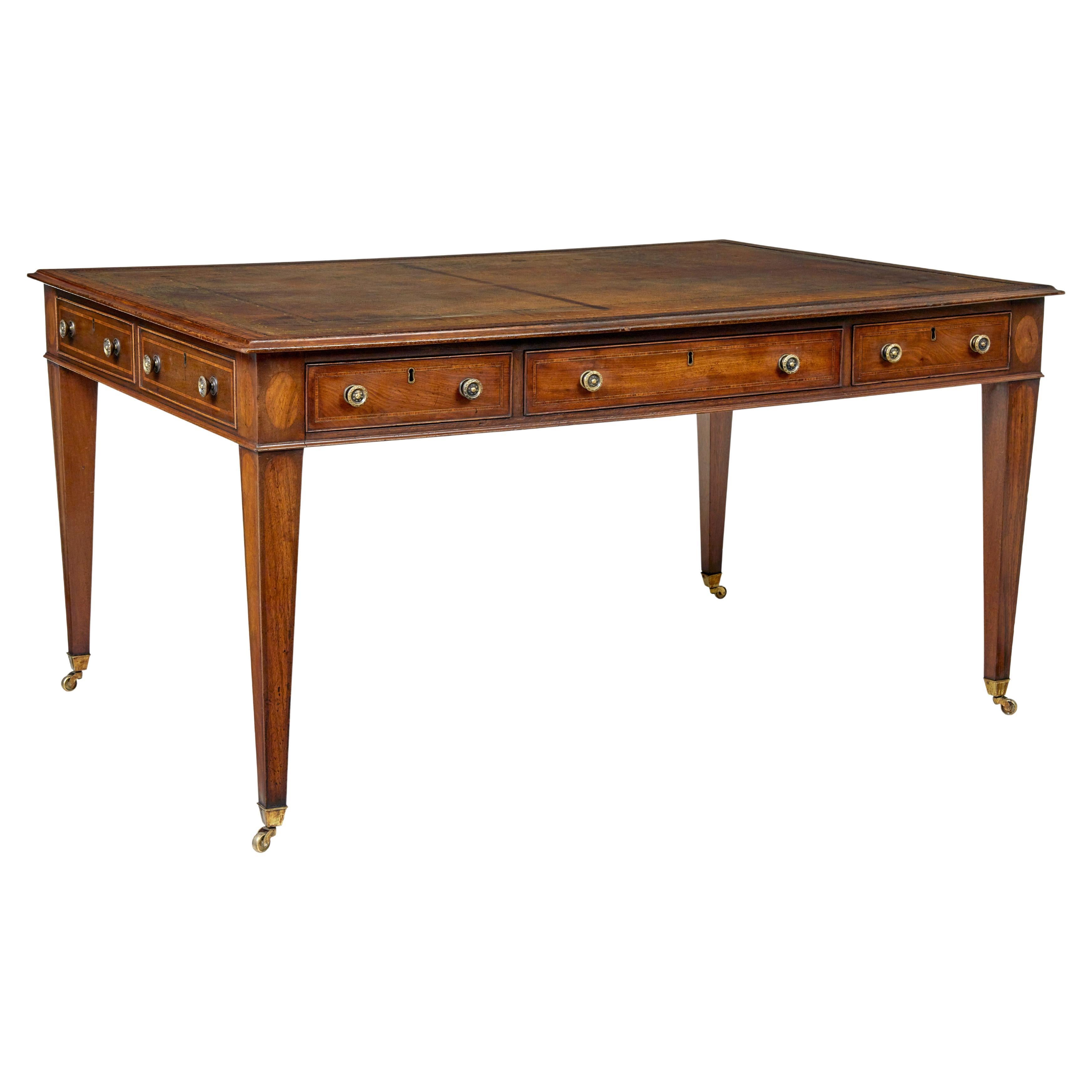 19th century Sheraton revival leather top library table