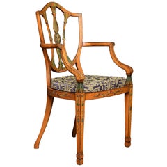 Antique 19th Century Sheraton Revival Satinwood Armchair