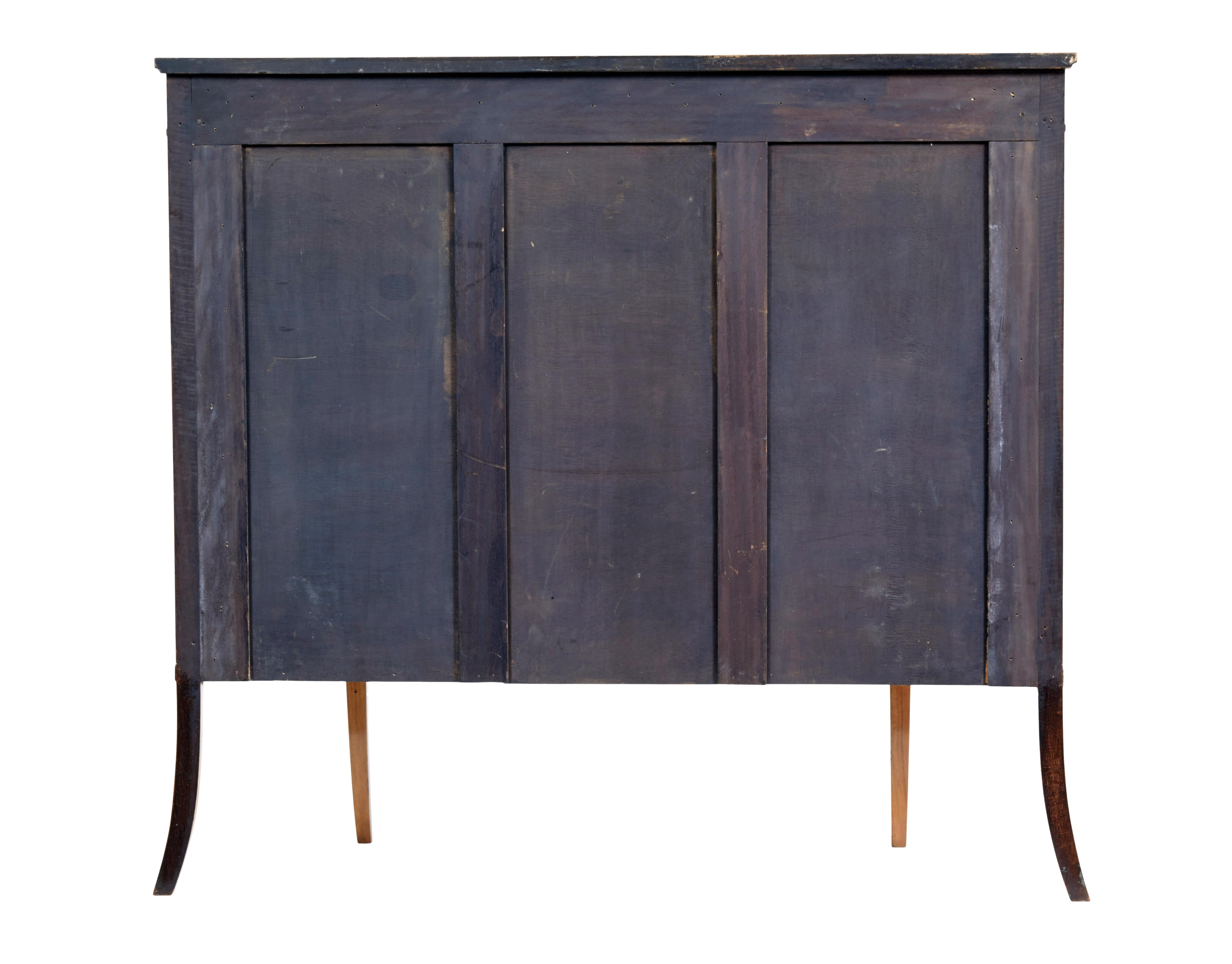 Hand-Crafted 19th century sheraton revival satinwood inlaid and painted cabinet For Sale