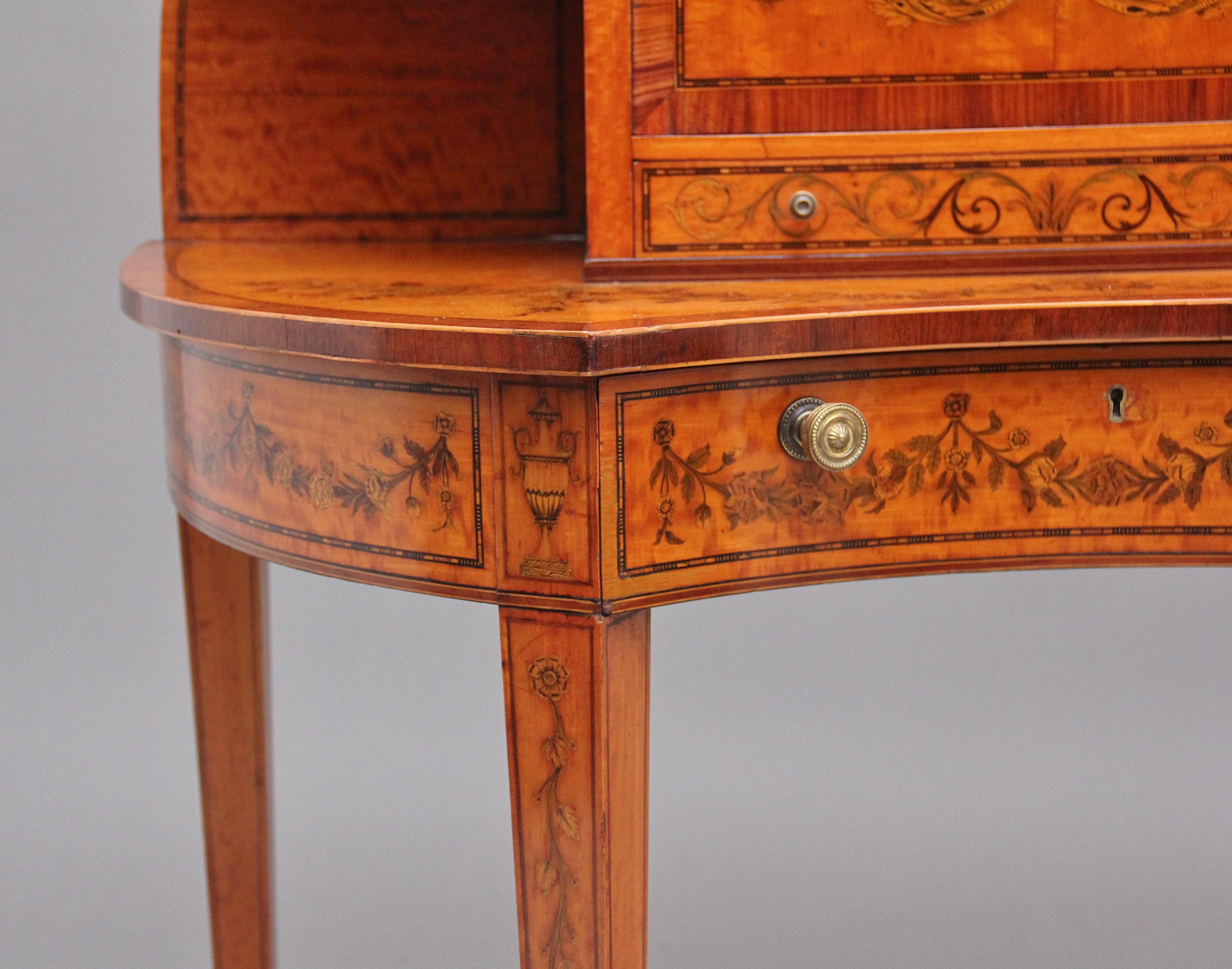 19th Century Sheraton Revival Satinwood Writing Desk For Sale 6