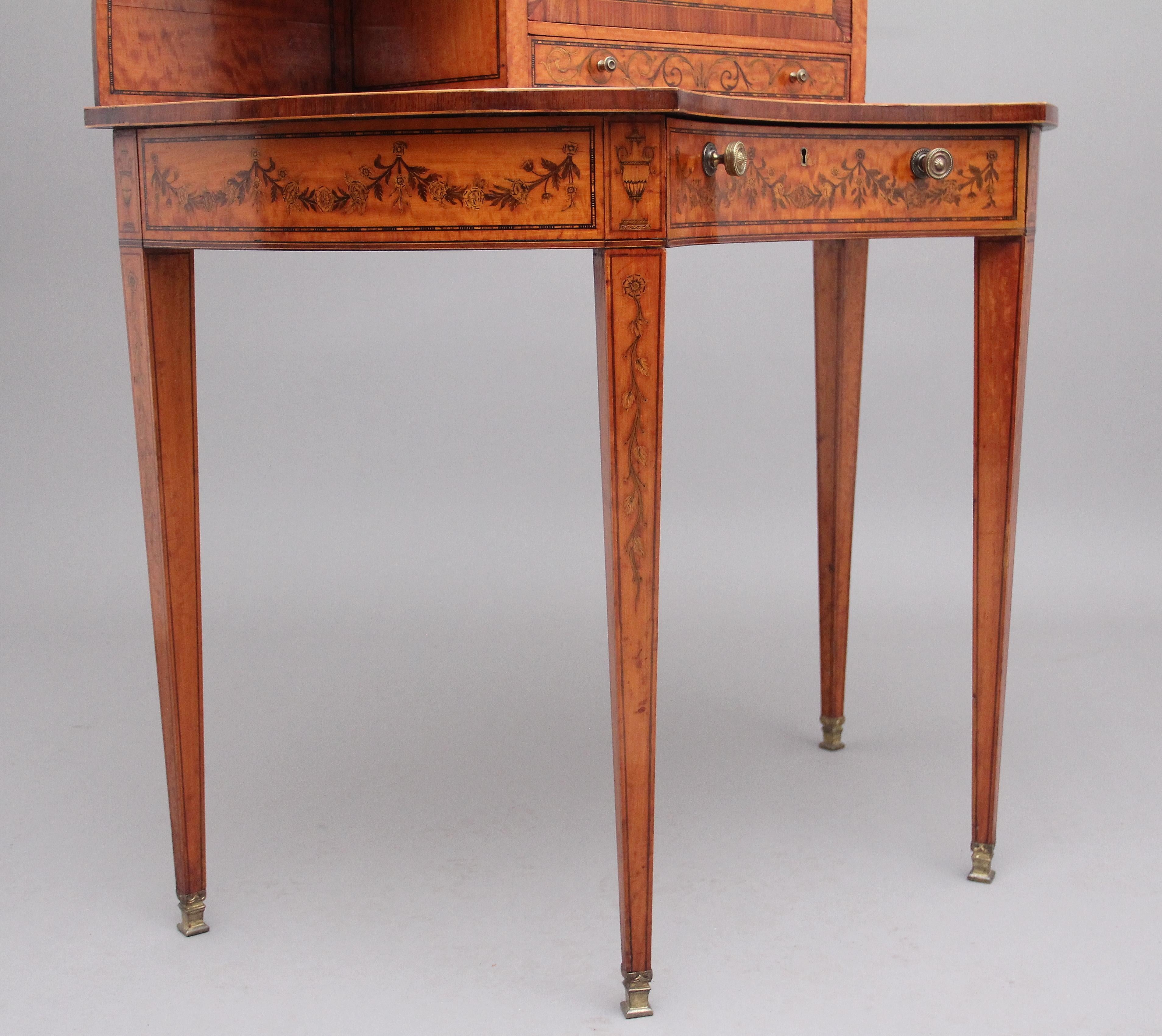 19th Century Sheraton Revival Satinwood Writing Desk For Sale 7