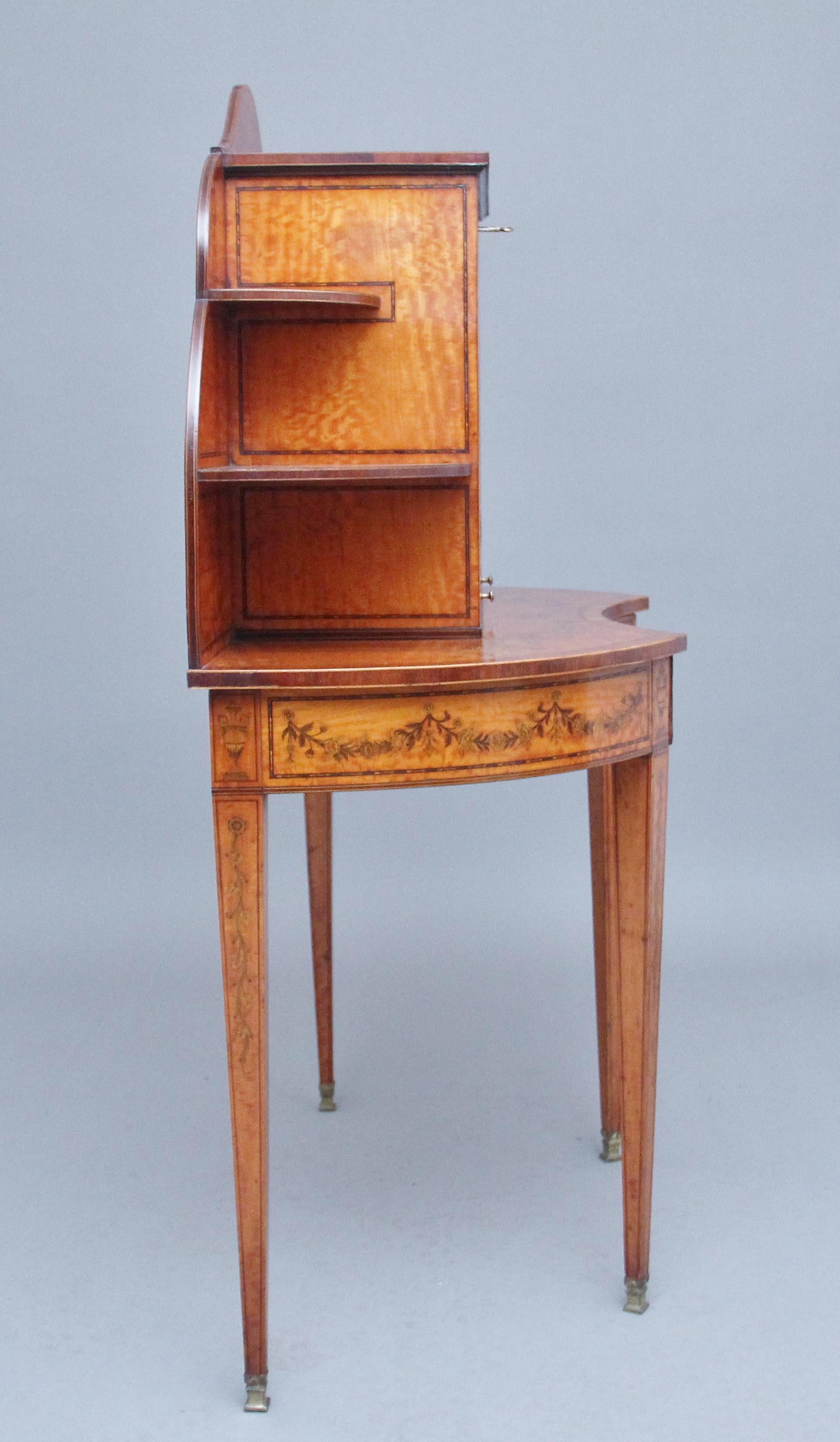 19th Century Sheraton Revival Satinwood Writing Desk For Sale 8