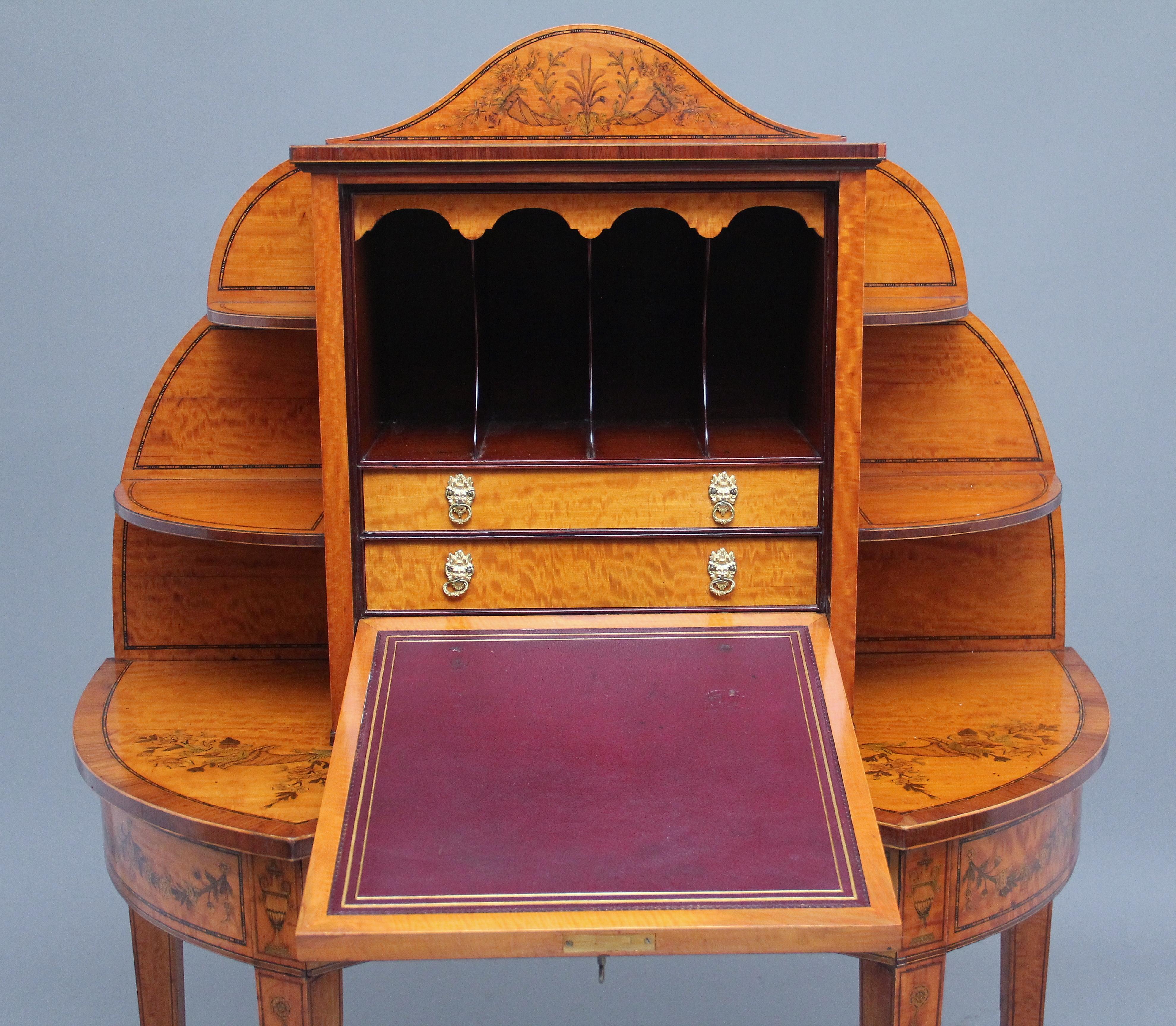 British 19th Century Sheraton Revival Satinwood Writing Desk For Sale