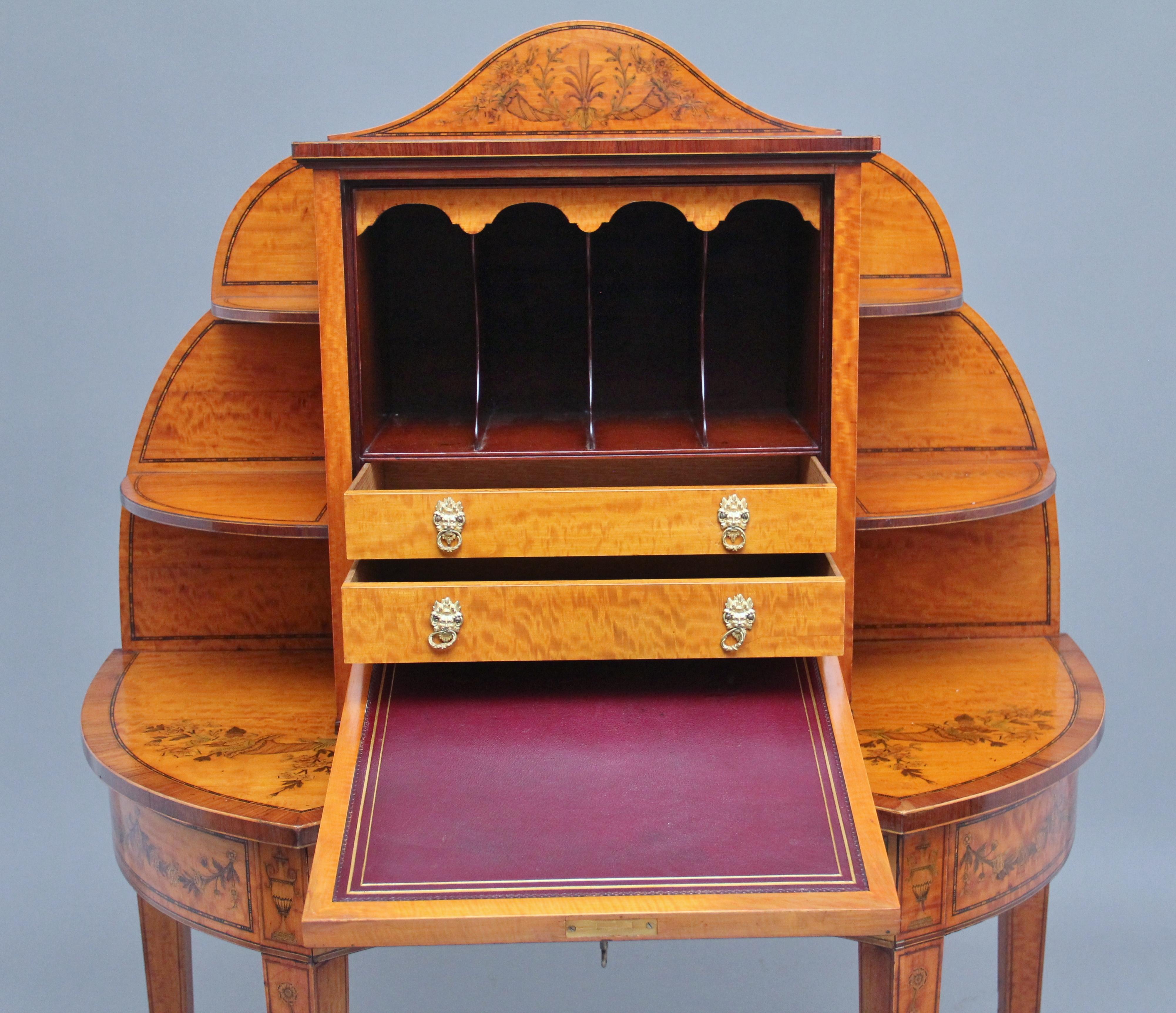 19th Century Sheraton Revival Satinwood Writing Desk In Good Condition For Sale In Martlesham, GB