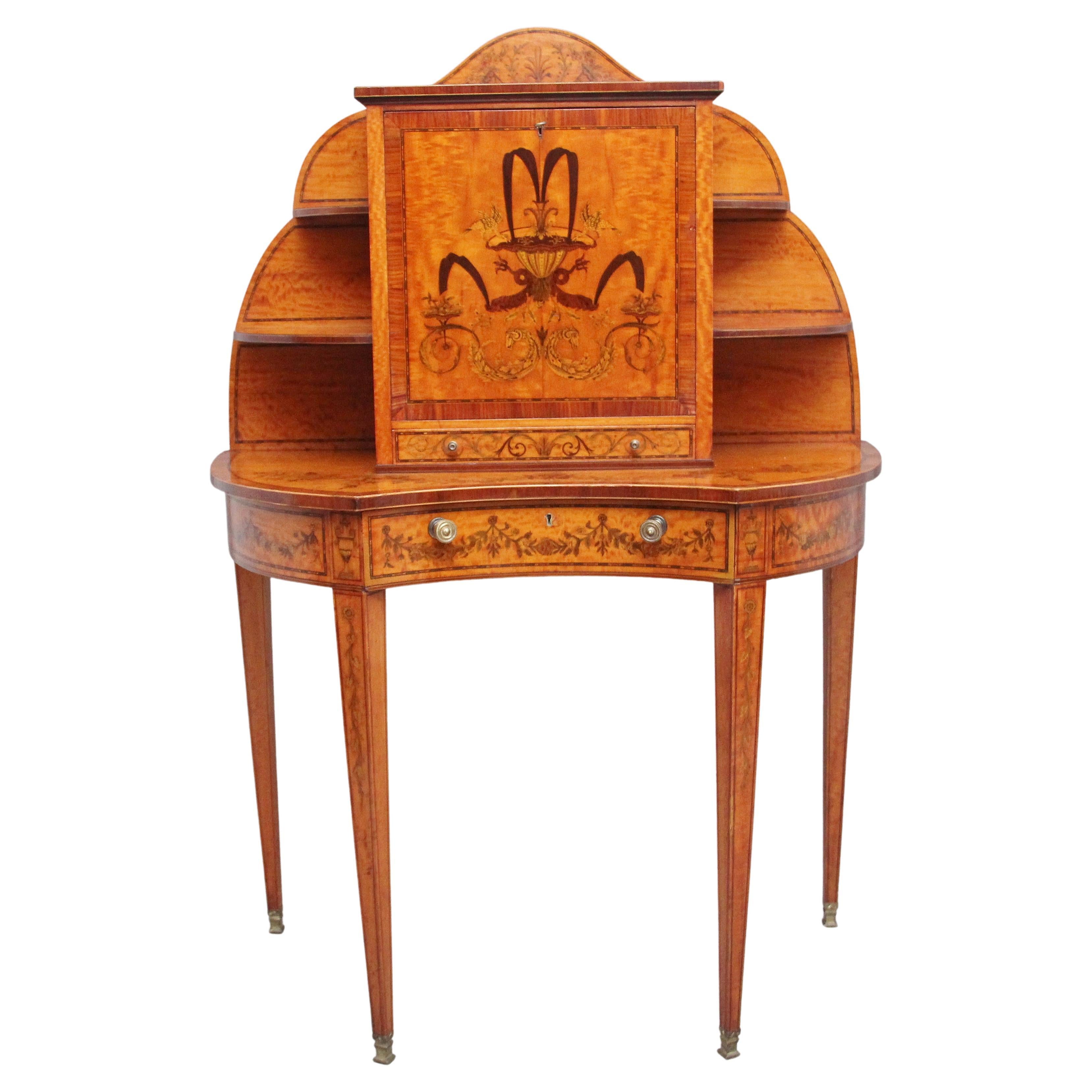 19th Century Sheraton Revival Satinwood Writing Desk For Sale