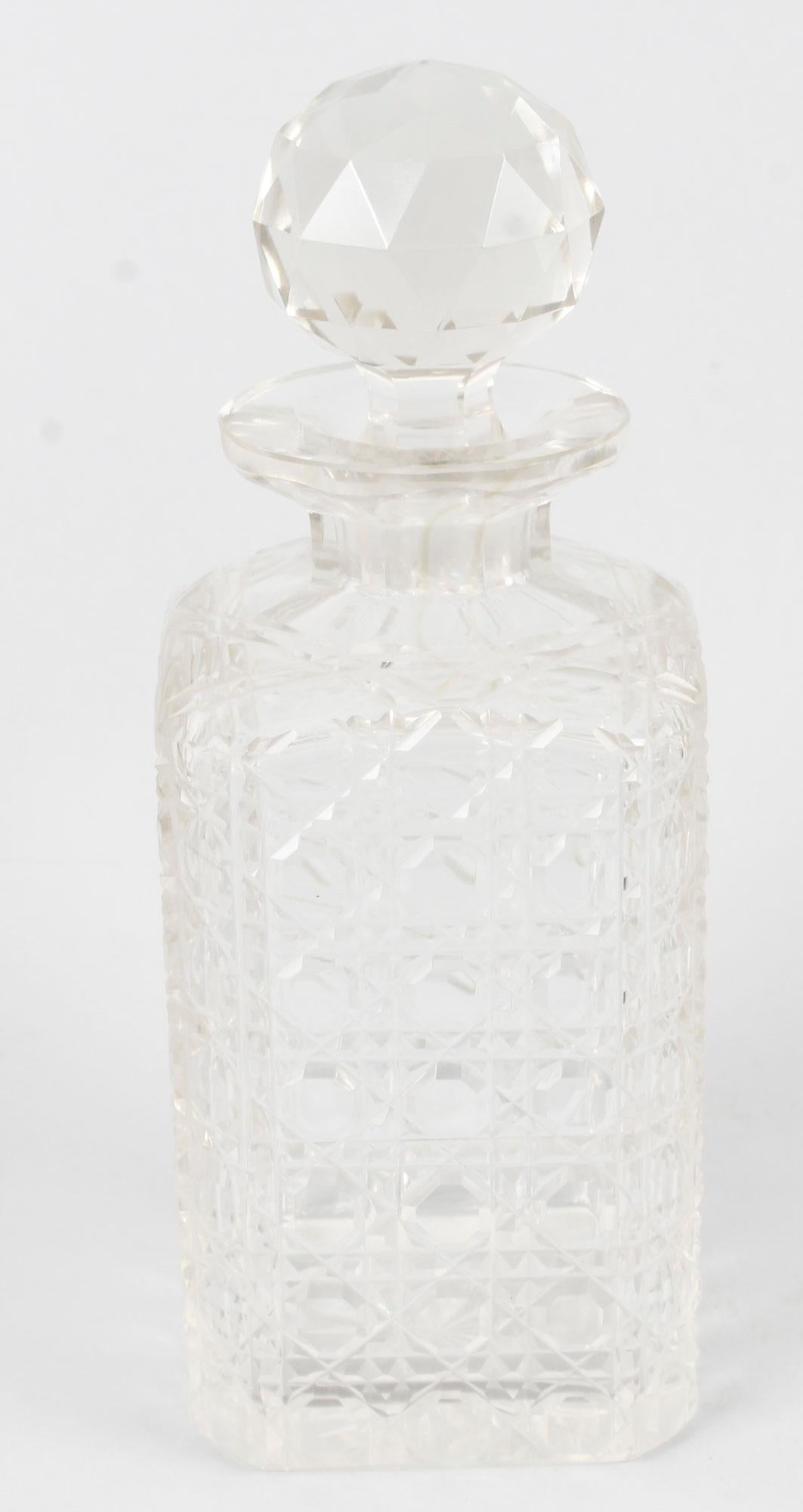 19th Century Sheraton Revival Three Crystal Decanter Tantalus 11