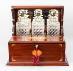 19th Century Sheraton Revival Three Crystal Decanter Tantalus