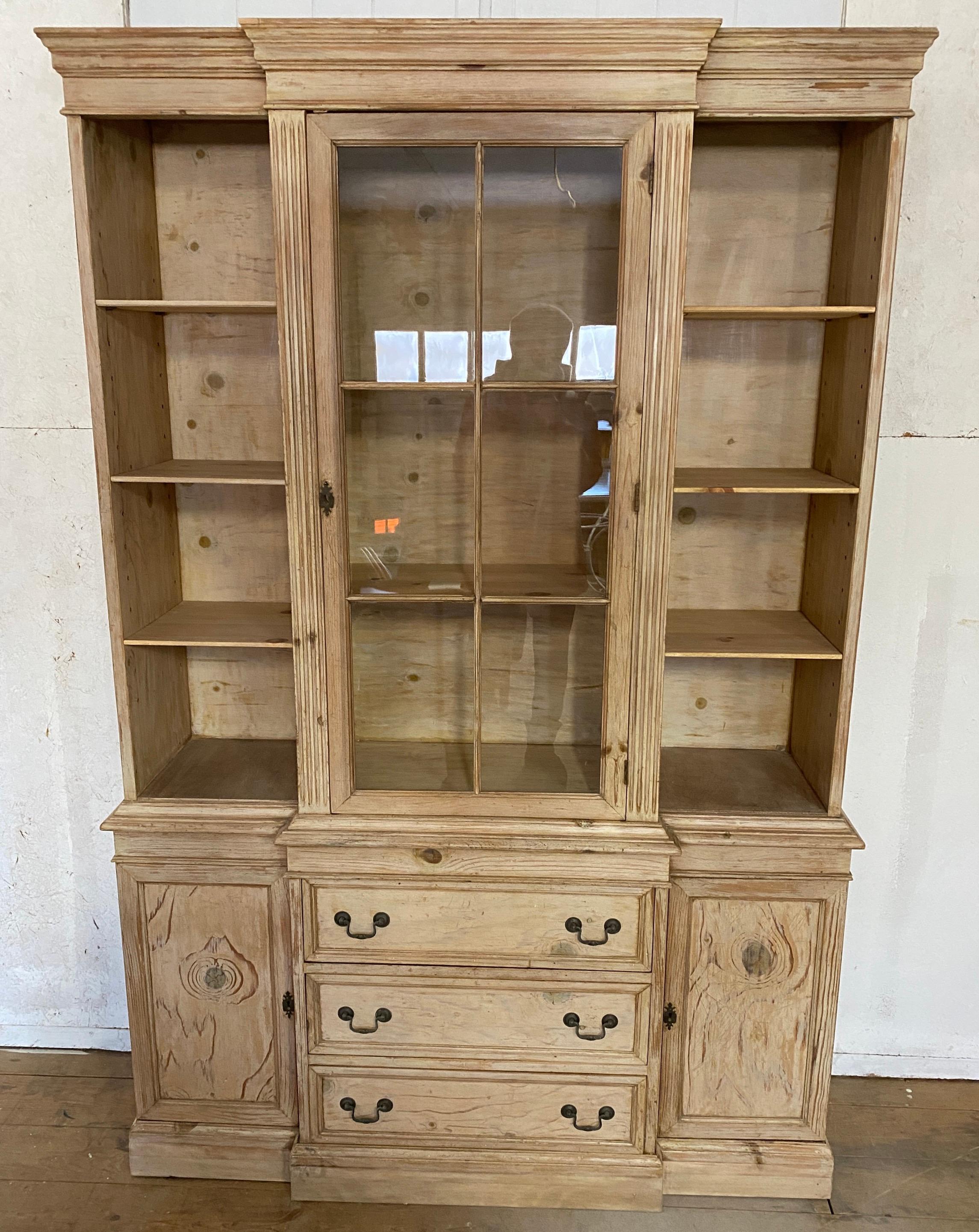 19th Century Sheraton Style Country Pine Breakfront For Sale 2
