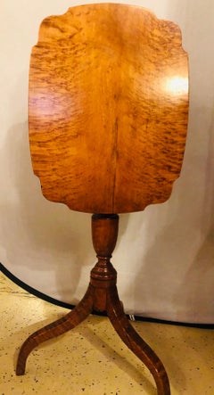 Spider Leg Candlestand in Tiger Maple Circa 1820