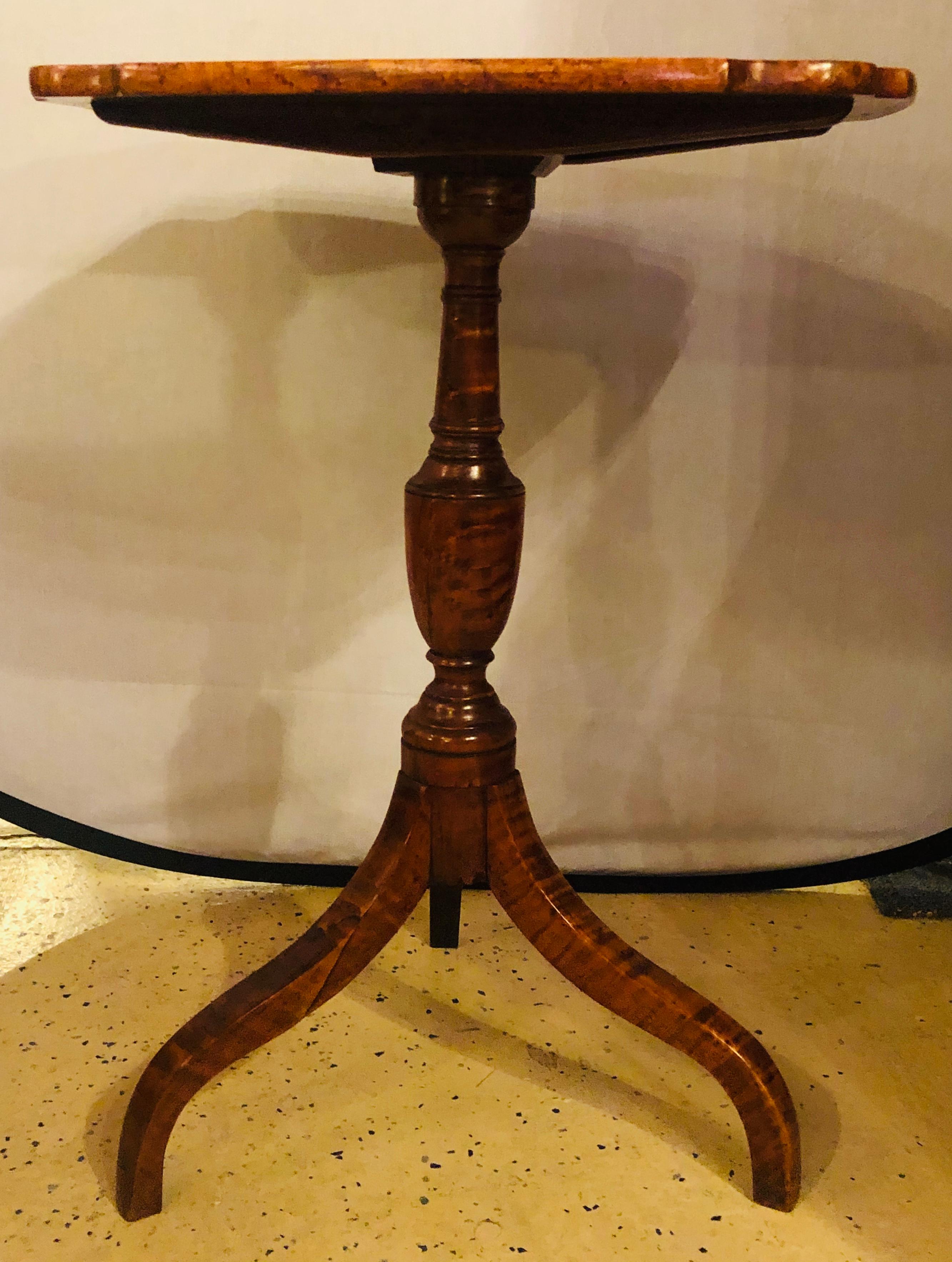 Spider Leg Candlestand in Tiger Maple Circa 1820 1