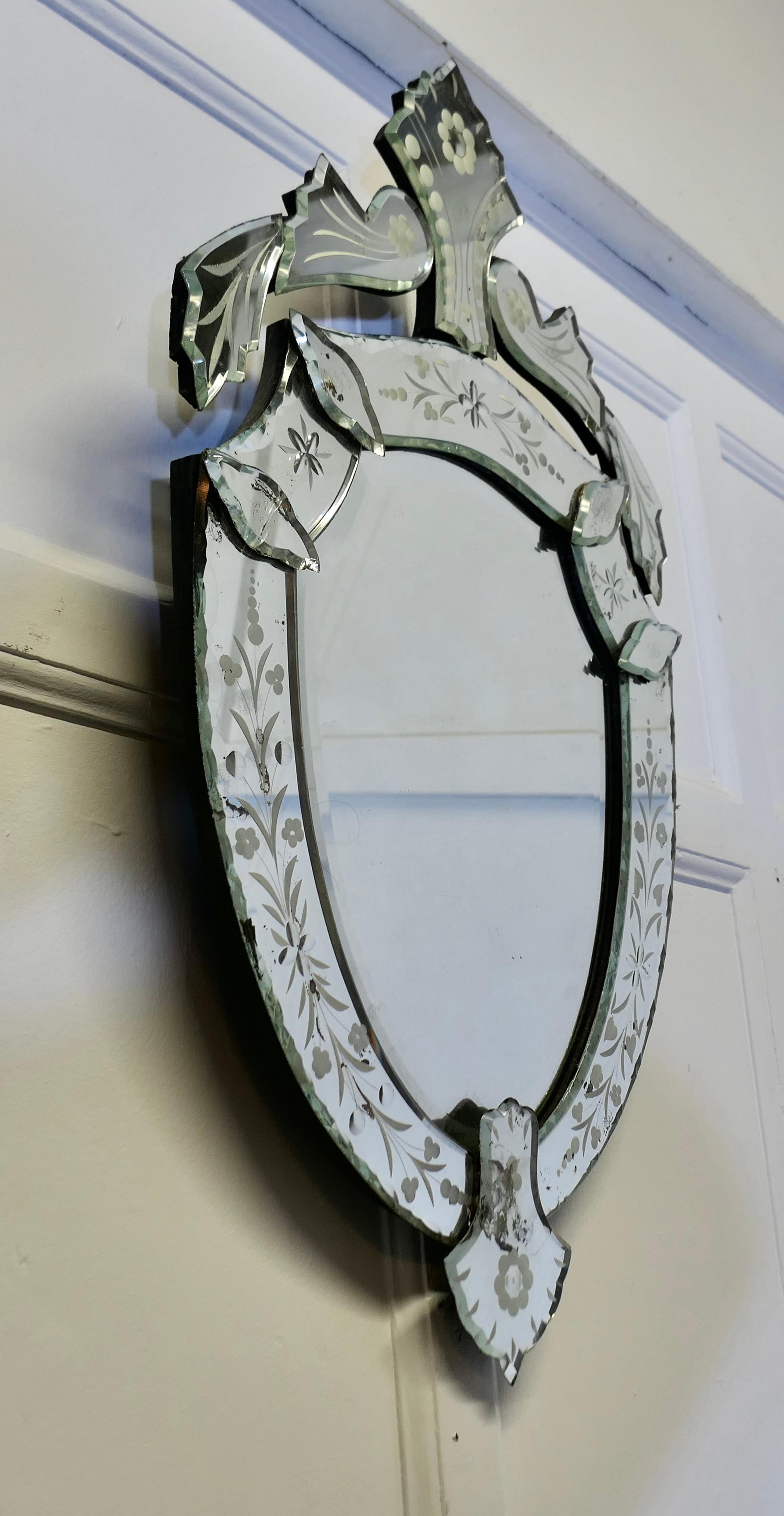 19th Century Shield Venetian Mirror  This is a very unusual piece 2