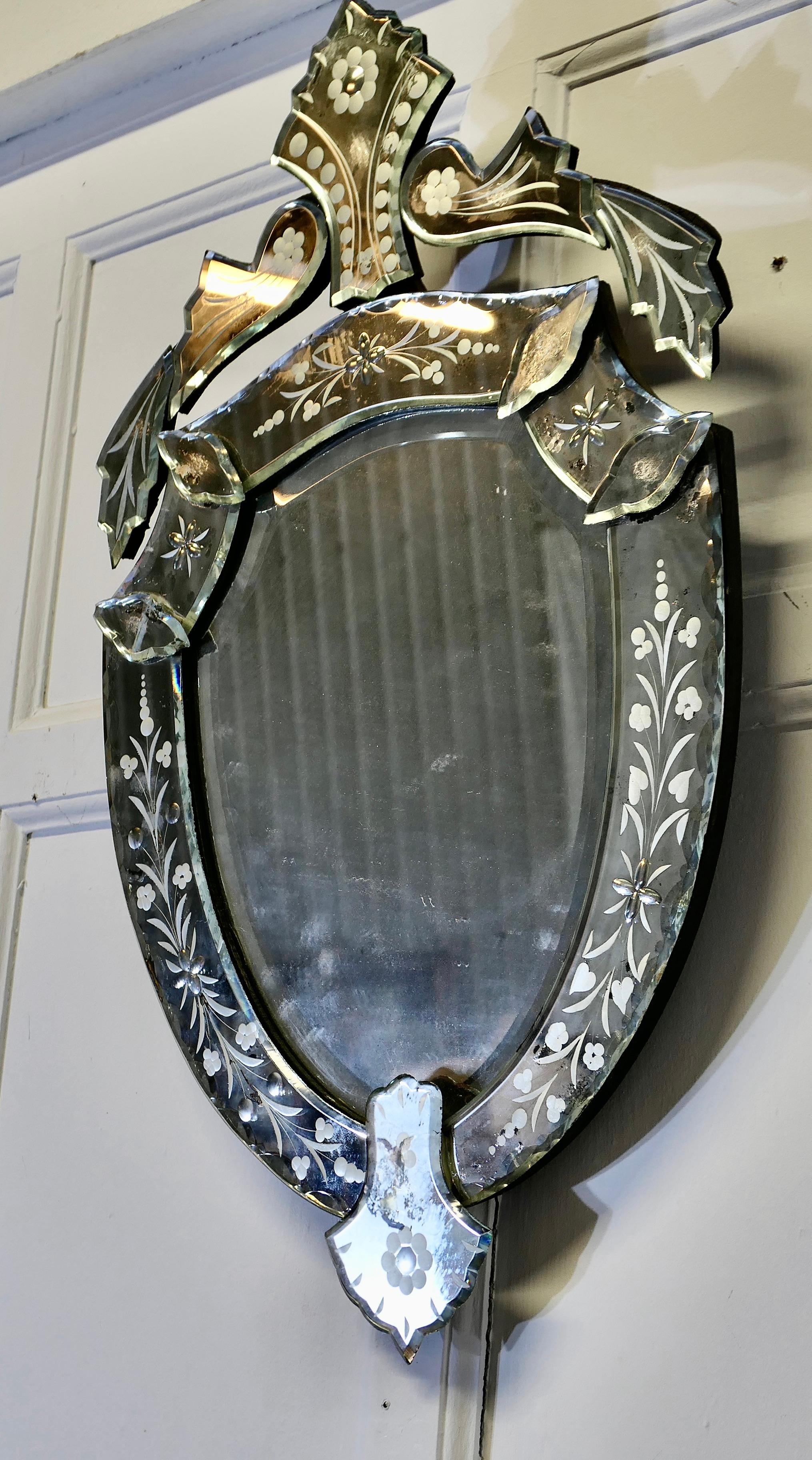 19th Century Shield Venetian Mirror  This is a very unusual piece 3