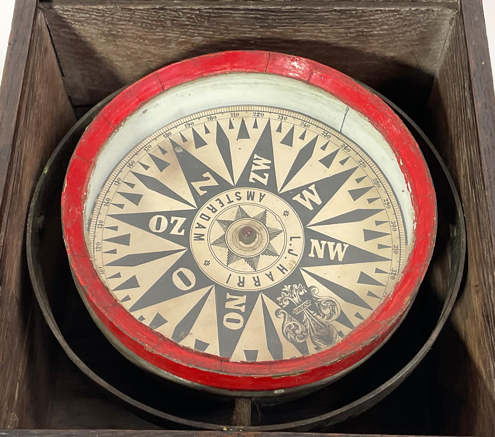 19th Century Ships Compass From Amsterdam In Good Condition For Sale In Norwell, MA