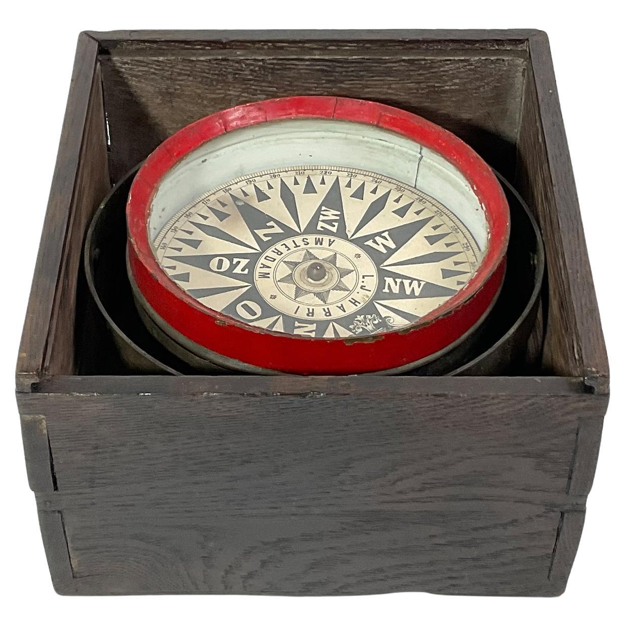 Compass de bateau du XIXe siècle provenant d'Amsterdam
