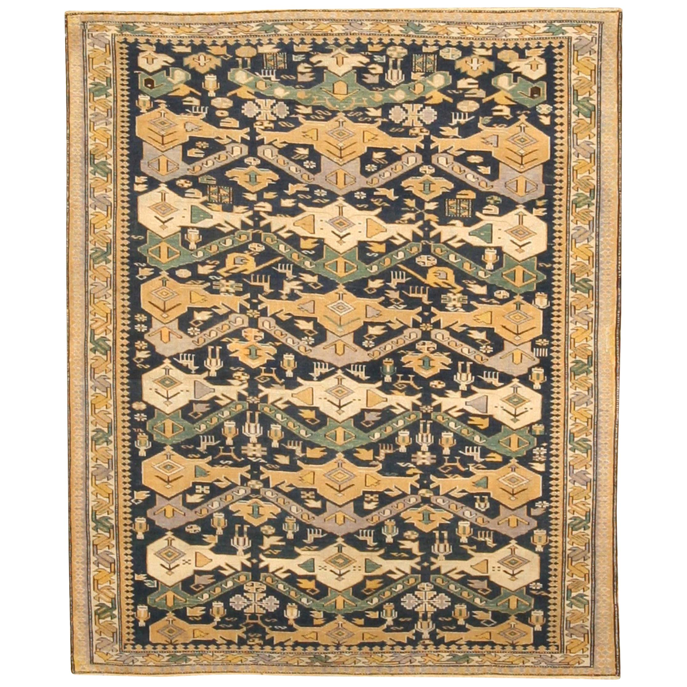 19th Century Shirvan Handmade Wool Rug For Sale