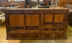 19th Century Shop Chest/Cabinet with Sliding Doors and Drawers