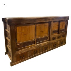 Used 19th Century Shop Chest/Cabinet with Sliding Doors and Drawers