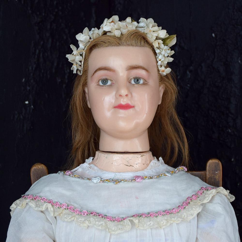 19th century shop display wax mannequin figure.

We share what we love, and we love this rare example of a late 19th century French wax Mannequin figure of a young girl. This example is beautiful and slightly creaky which is why we had to own it.