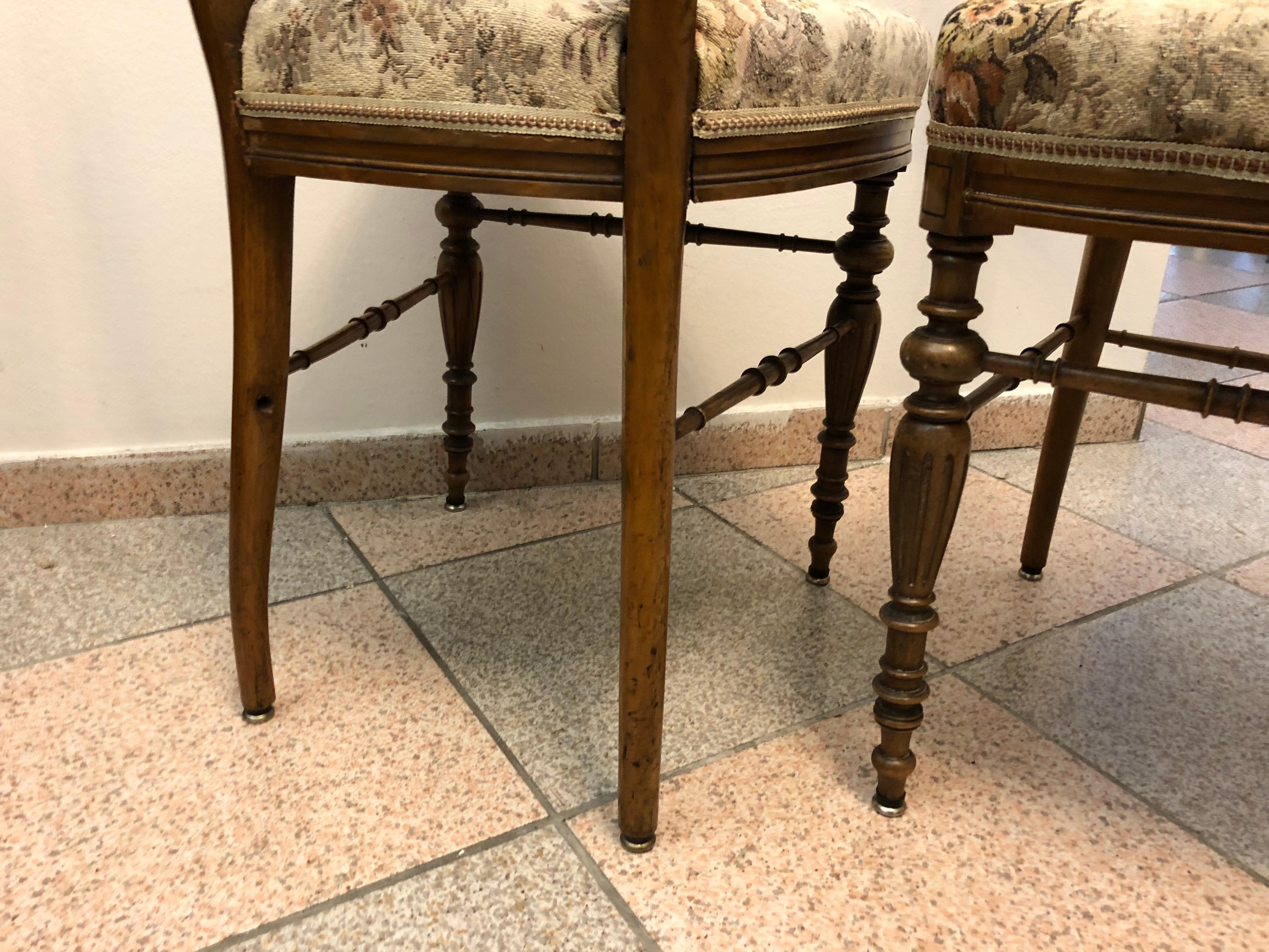 Walnut 19th Century Side Chairs Attributed to Theophil Hansen For Sale