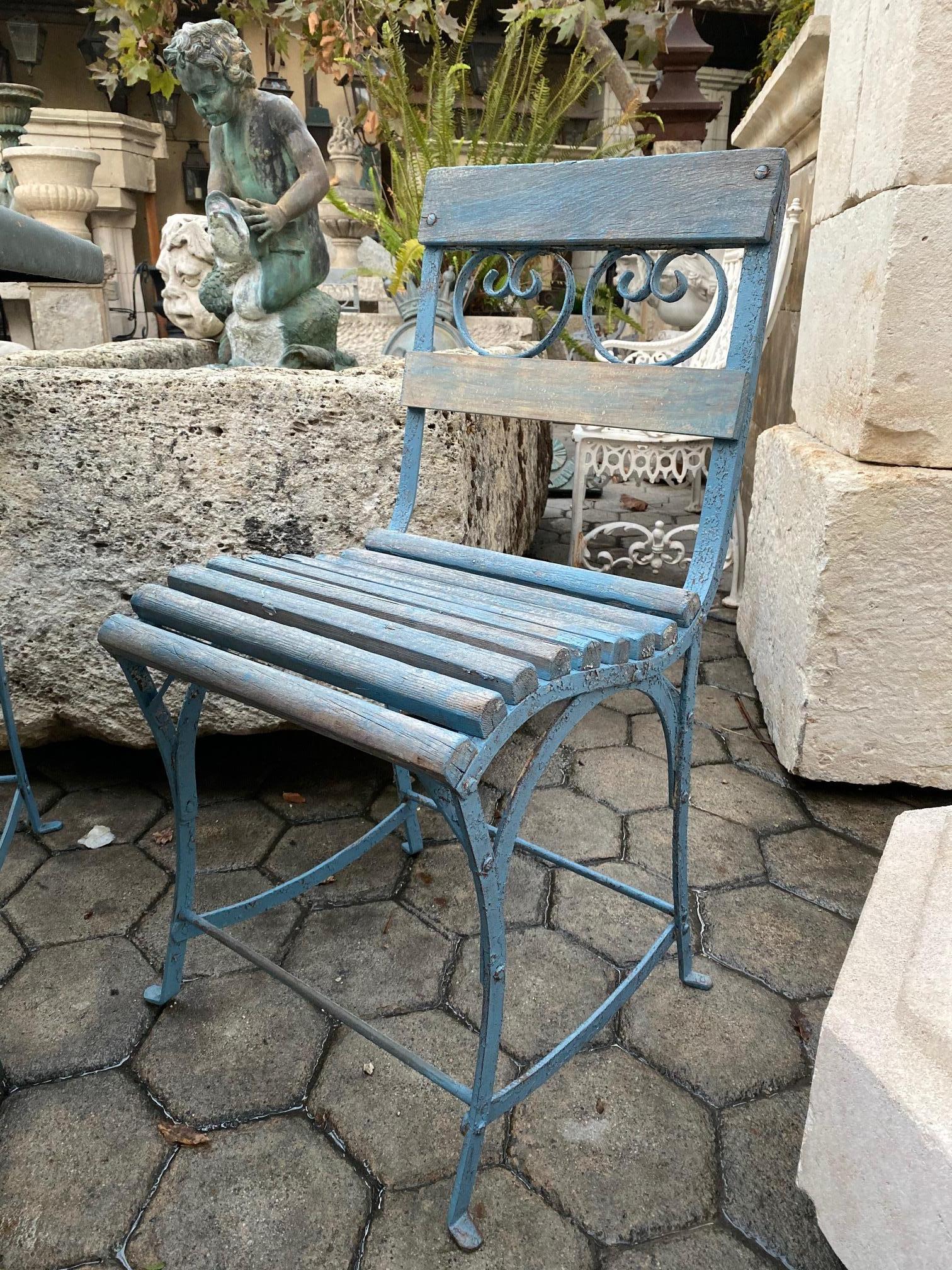 19ème siècle Side Table Garden Chair fait à la main meubles en fer & Bois Antique:: LA Bon état - En vente à West Hollywood, CA