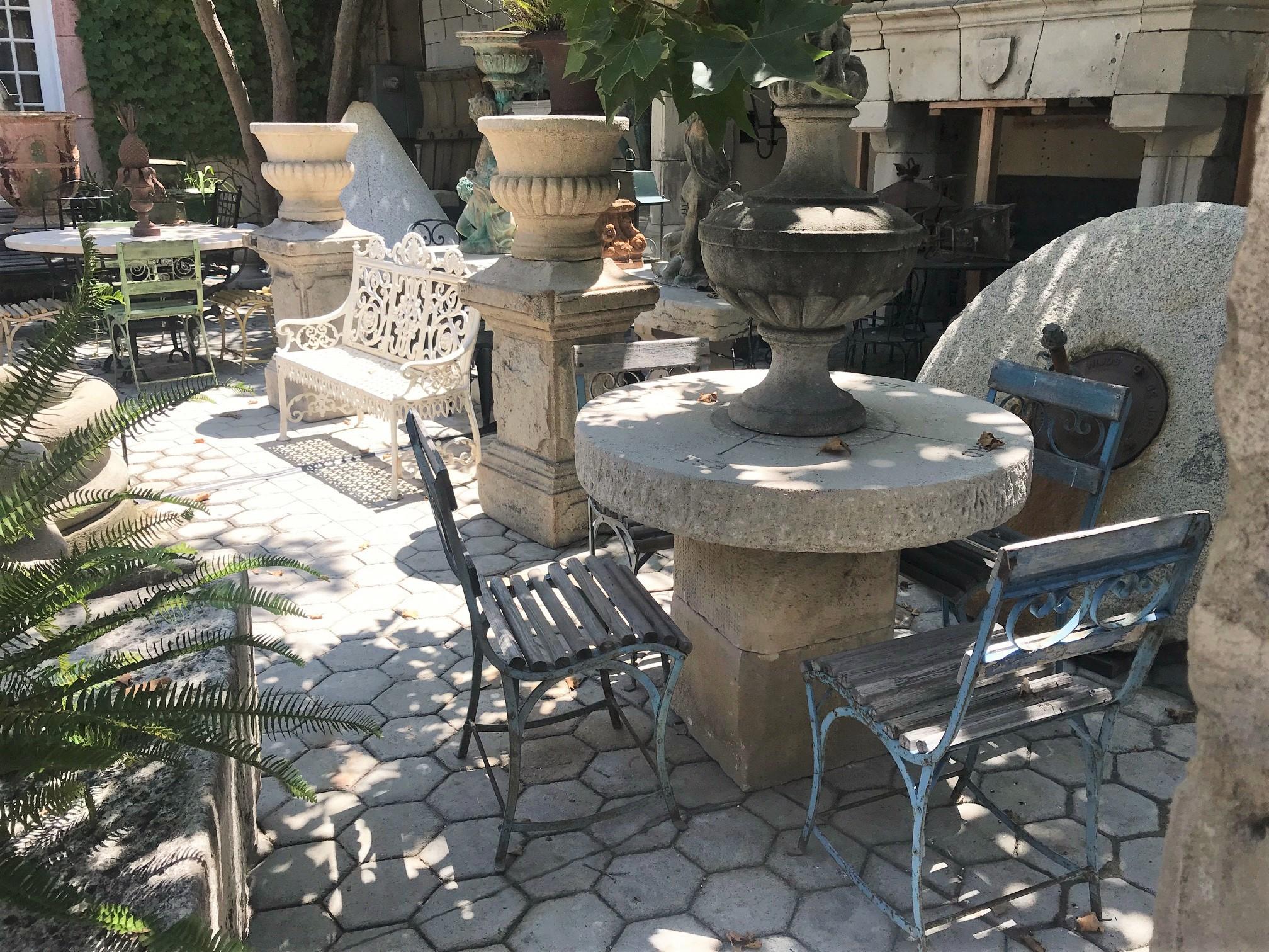 19. Jahrhundert Side Handmade Garten Tisch Stuhl Möbel Eisen & Holz Antike:: LA im Zustand „Gut“ im Angebot in West Hollywood, CA