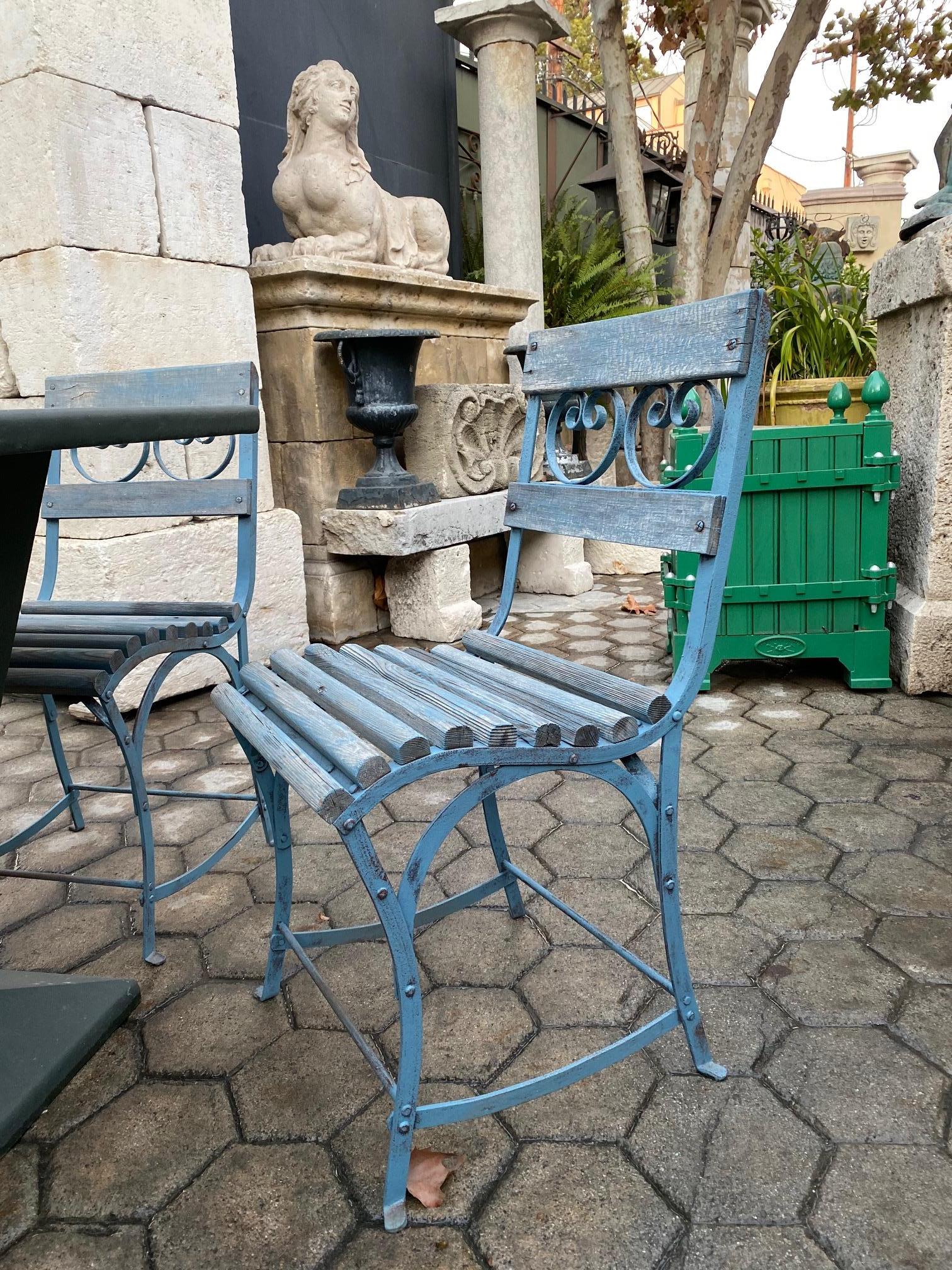 19ème siècle Side Table Garden Chair fait à la main meubles en fer & Bois Antique:: LA en vente 1