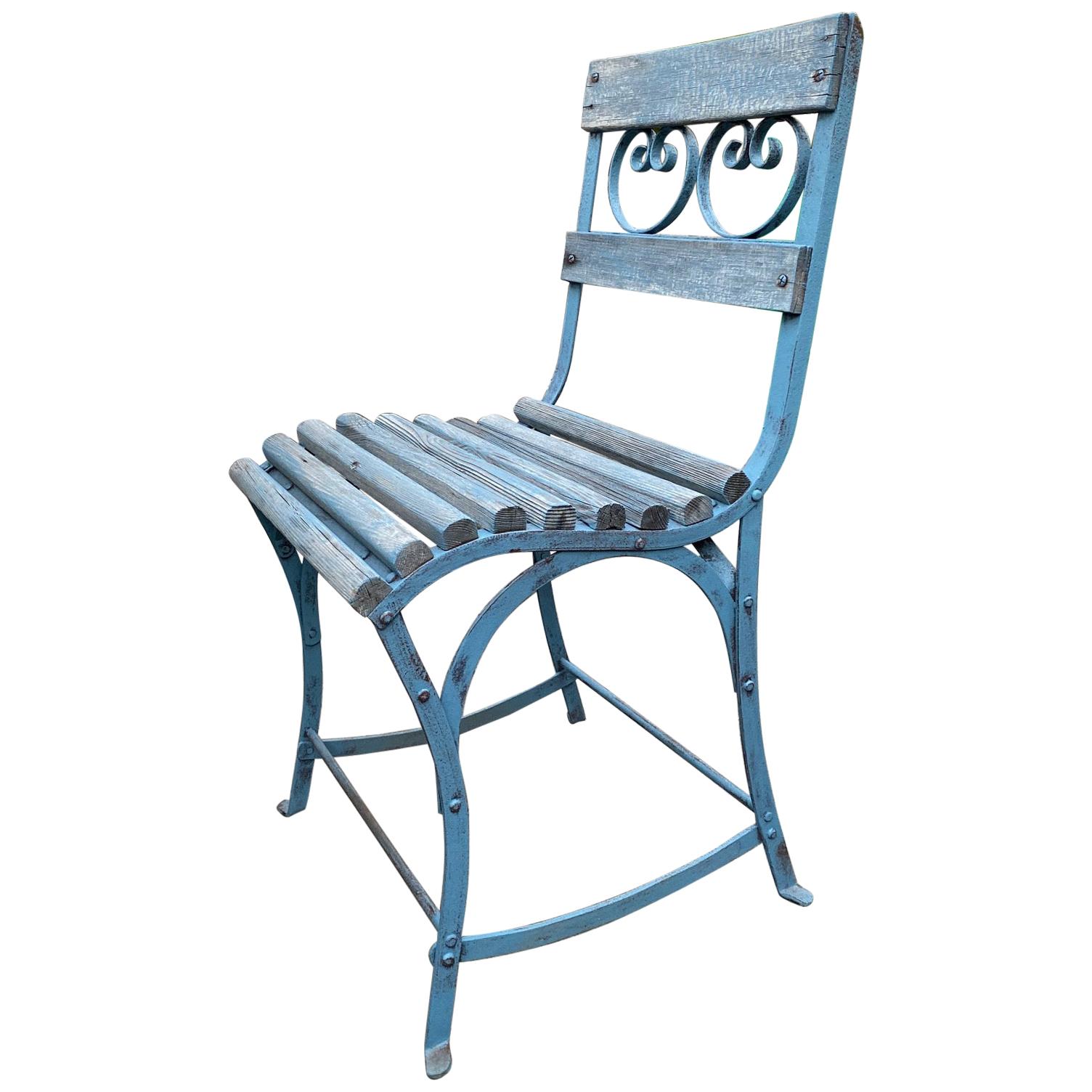 19ème siècle Side Table Garden Chair fait à la main meubles en fer & Bois Antique:: LA en vente