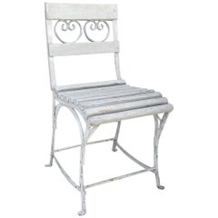 19th Century Side Handmade Garden Table Chairs Furniture Iron & Wood Used LA