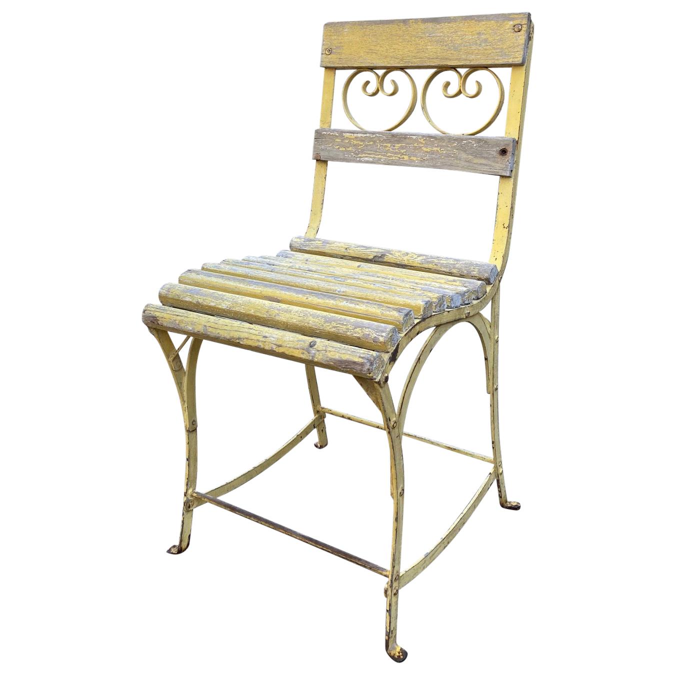 19th Century Side Handmade Garden Table Chairs Furniture Iron and Wood