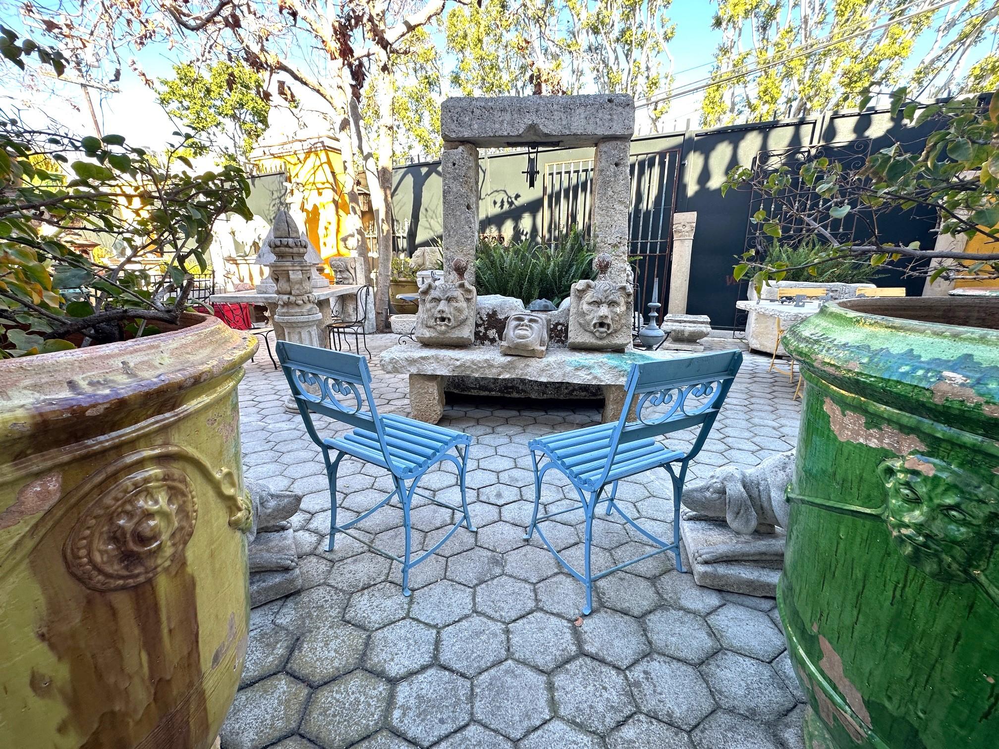 19th Century Side Handmade Garden Table Chair furniture iron & Wood Antique, LA For Sale 8