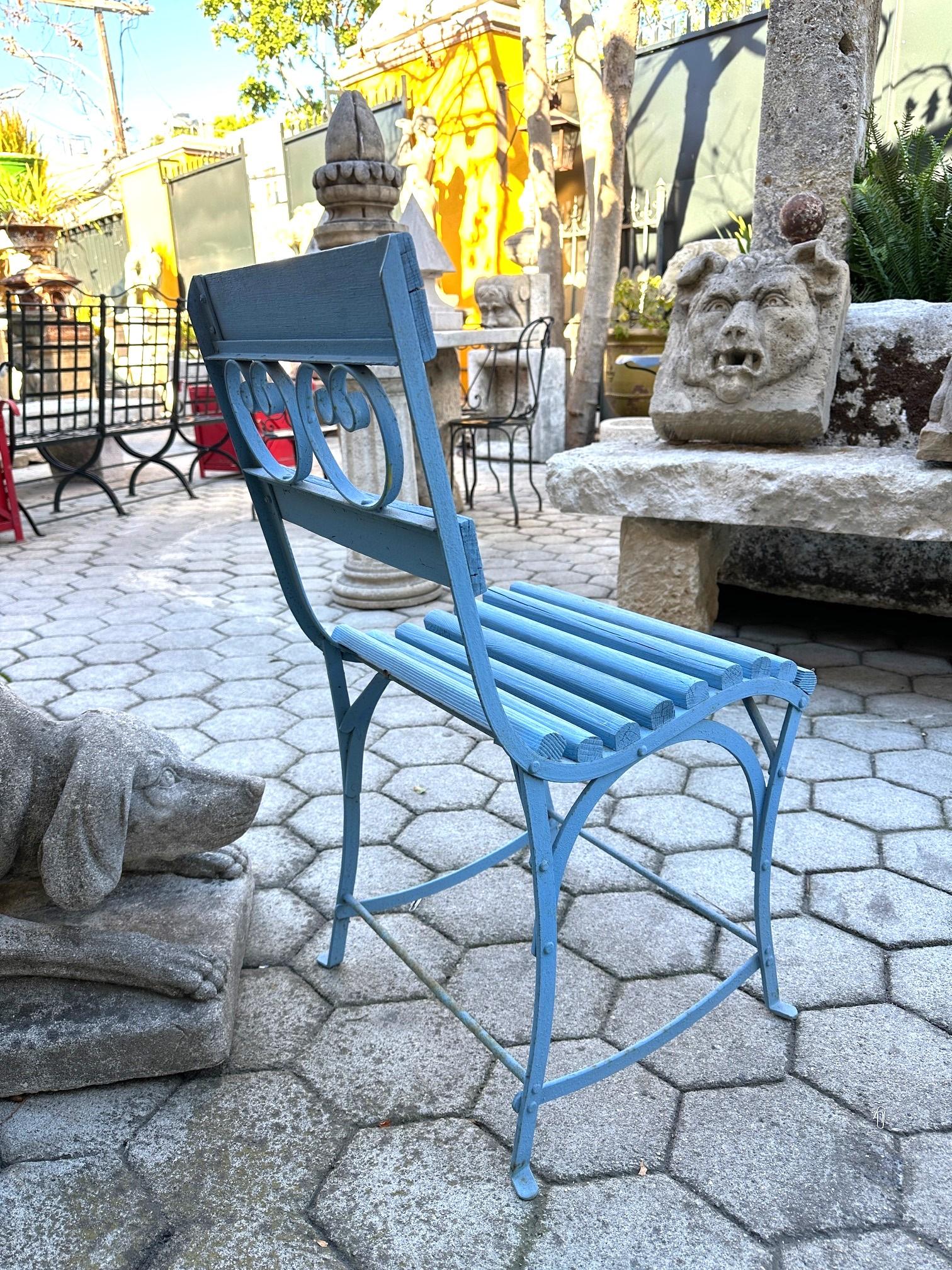 19th Century Side Handmade Garden Table Chair furniture iron & Wood Antique, LA For Sale 10