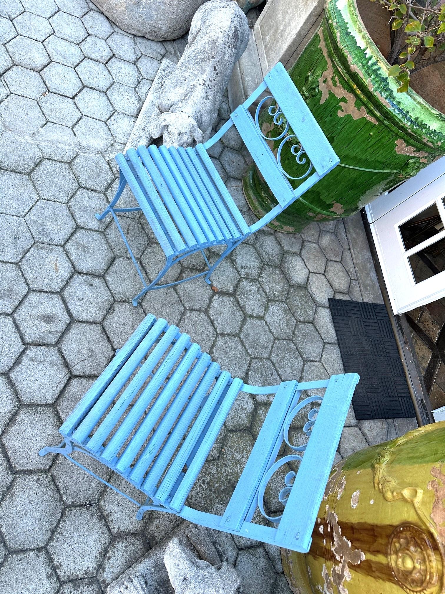 19th Century Side Handmade Garden Table Chair furniture iron & Wood Antique, LA For Sale 12