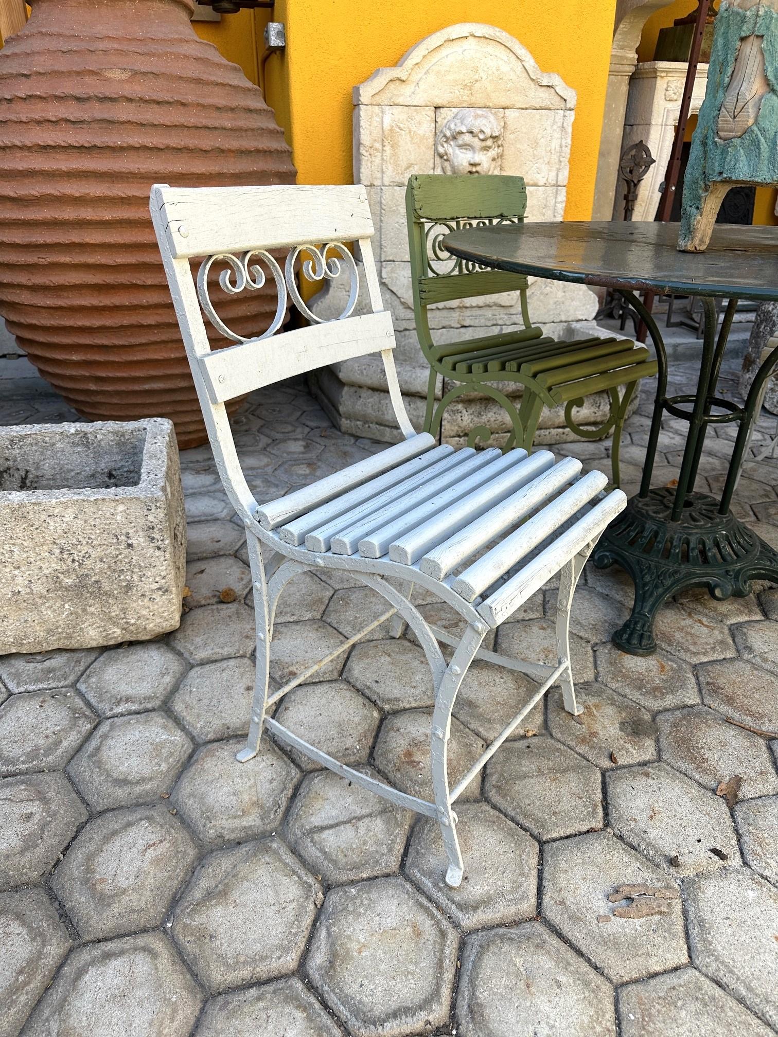 Century Side Handmade Garden Table Chairs Furniture Ferro e Wood Antique LA in vendita 5