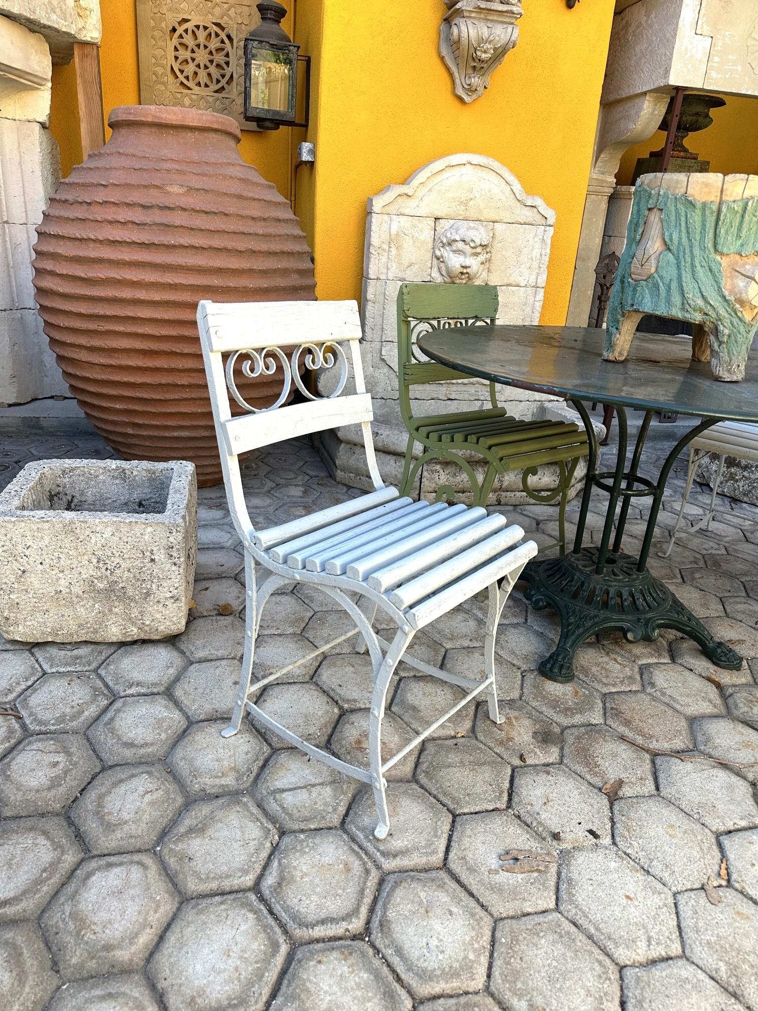 Century Side Handmade Garden Table Chairs Furniture Ferro e Wood Antique LA in vendita 6