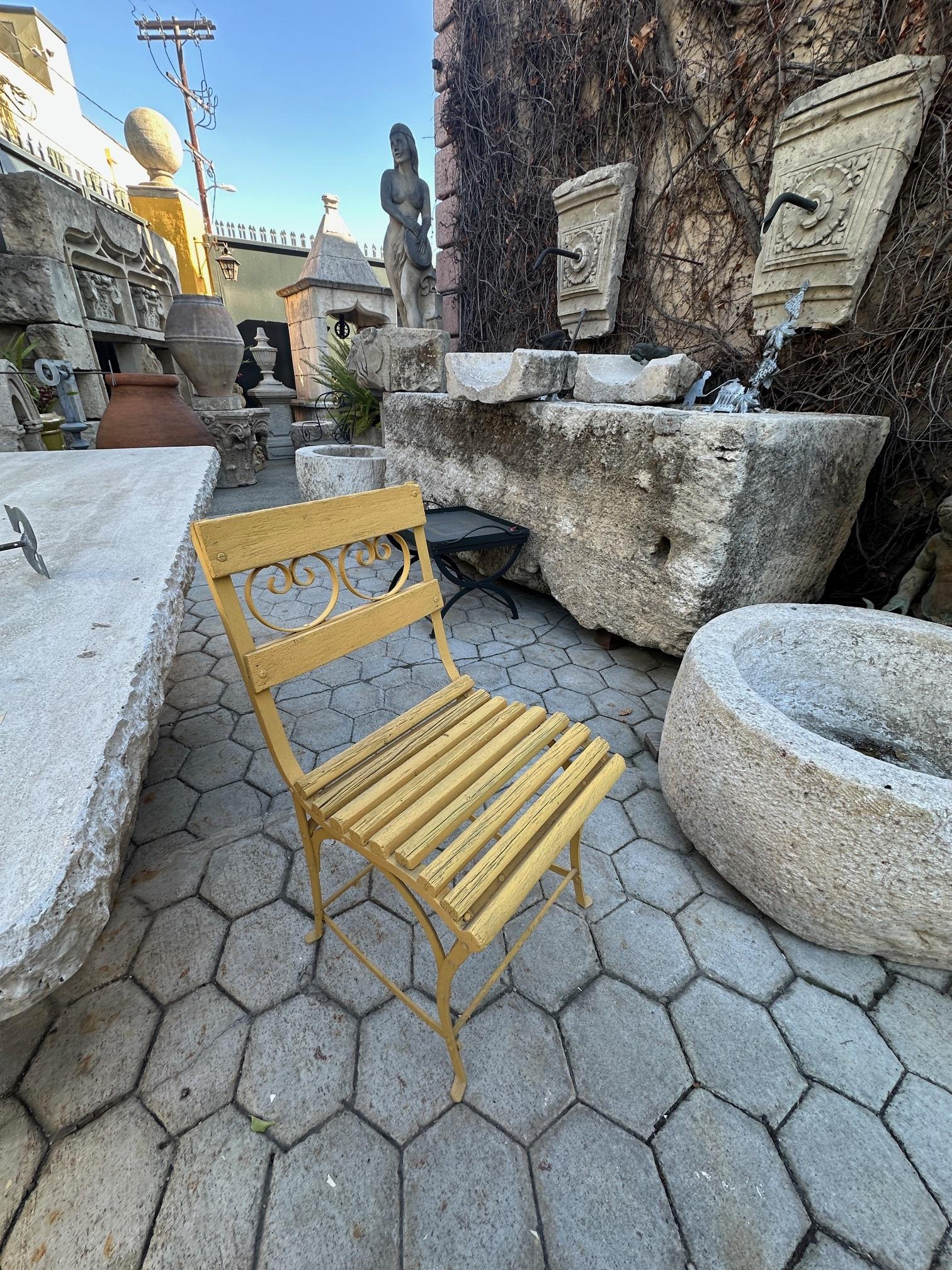 19th Century Side Handmade Garden Table Chairs Furniture Iron & Wood Antique, LA For Sale 11