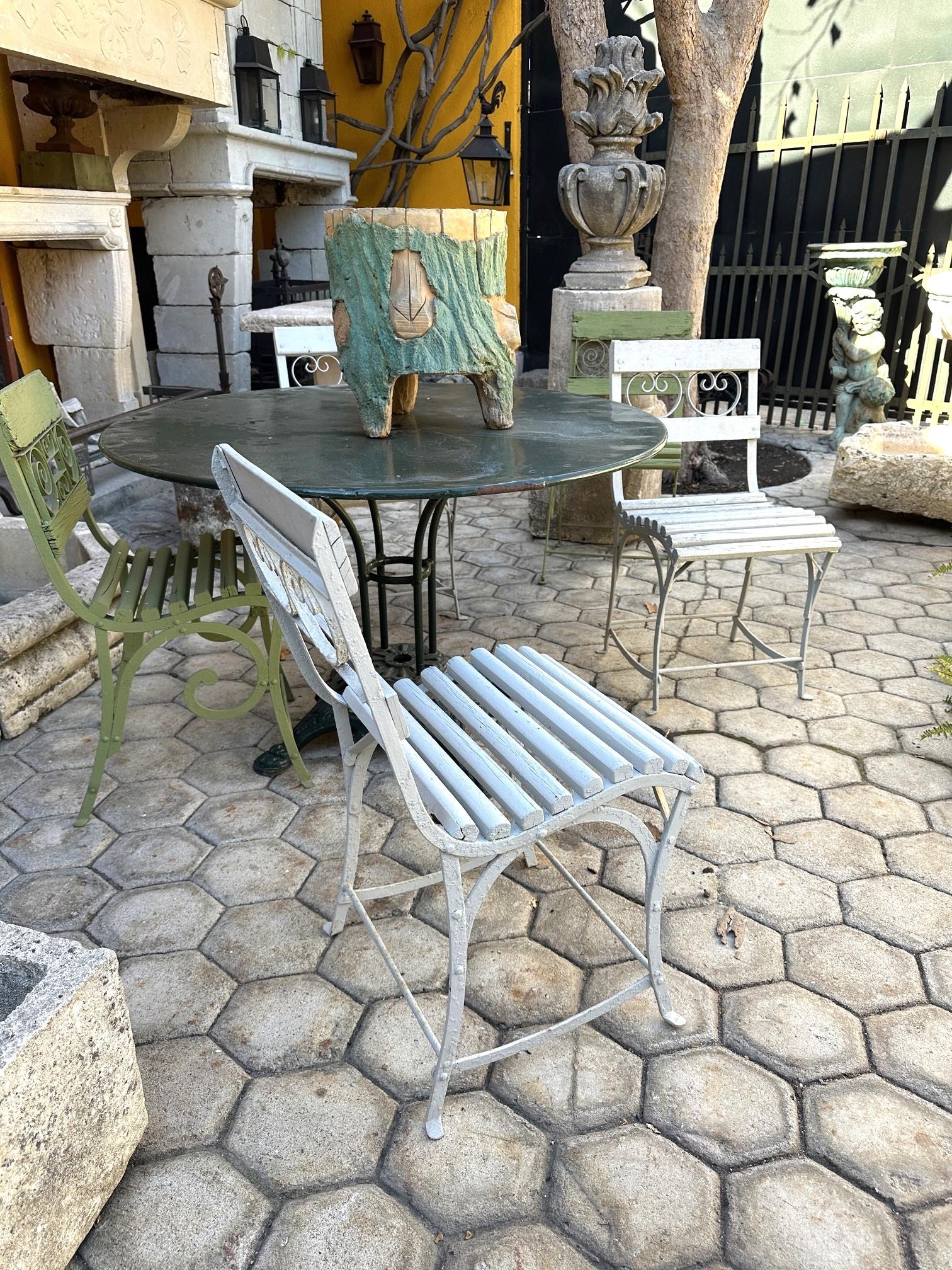 Century Side Handmade Garden Table Chairs Furniture Ferro e Wood Antique LA in vendita 12