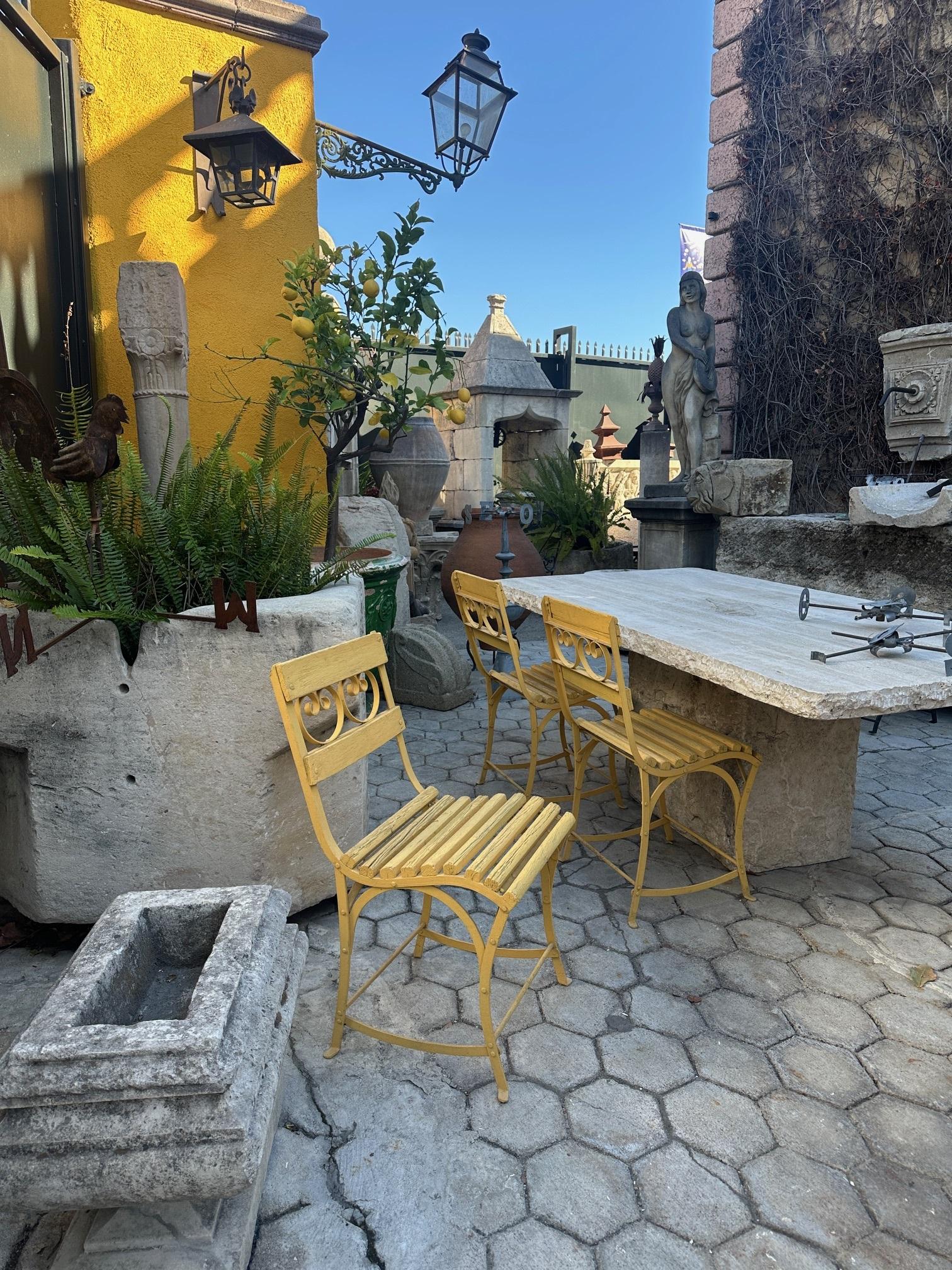 19th Century Side Handmade Garden Table Chairs Furniture Iron & Wood Antique, LA For Sale 14