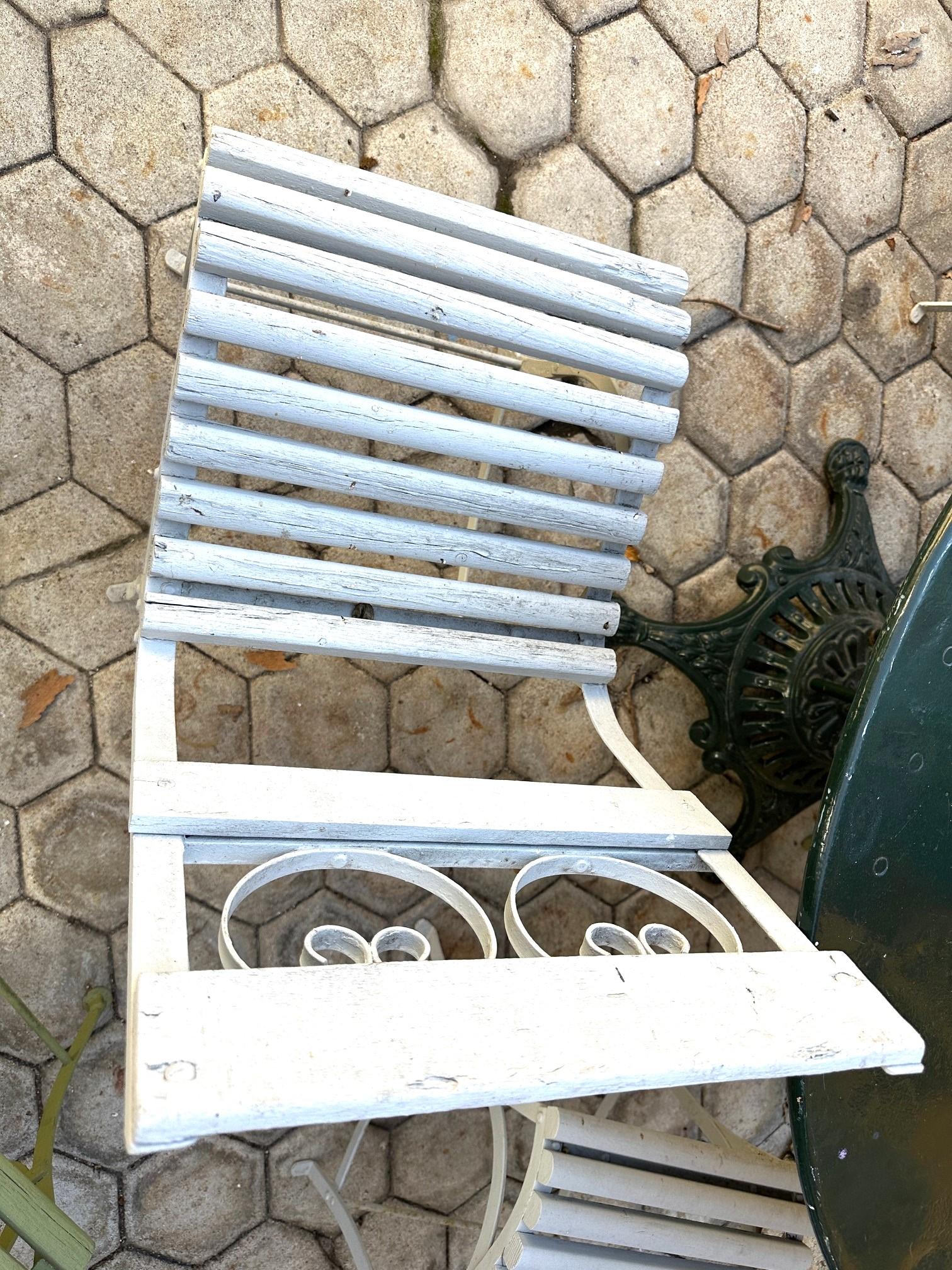 Century Side Handmade Garden Table Chairs Furniture Ferro e Wood Antique LA In condizioni buone in vendita a West Hollywood, CA