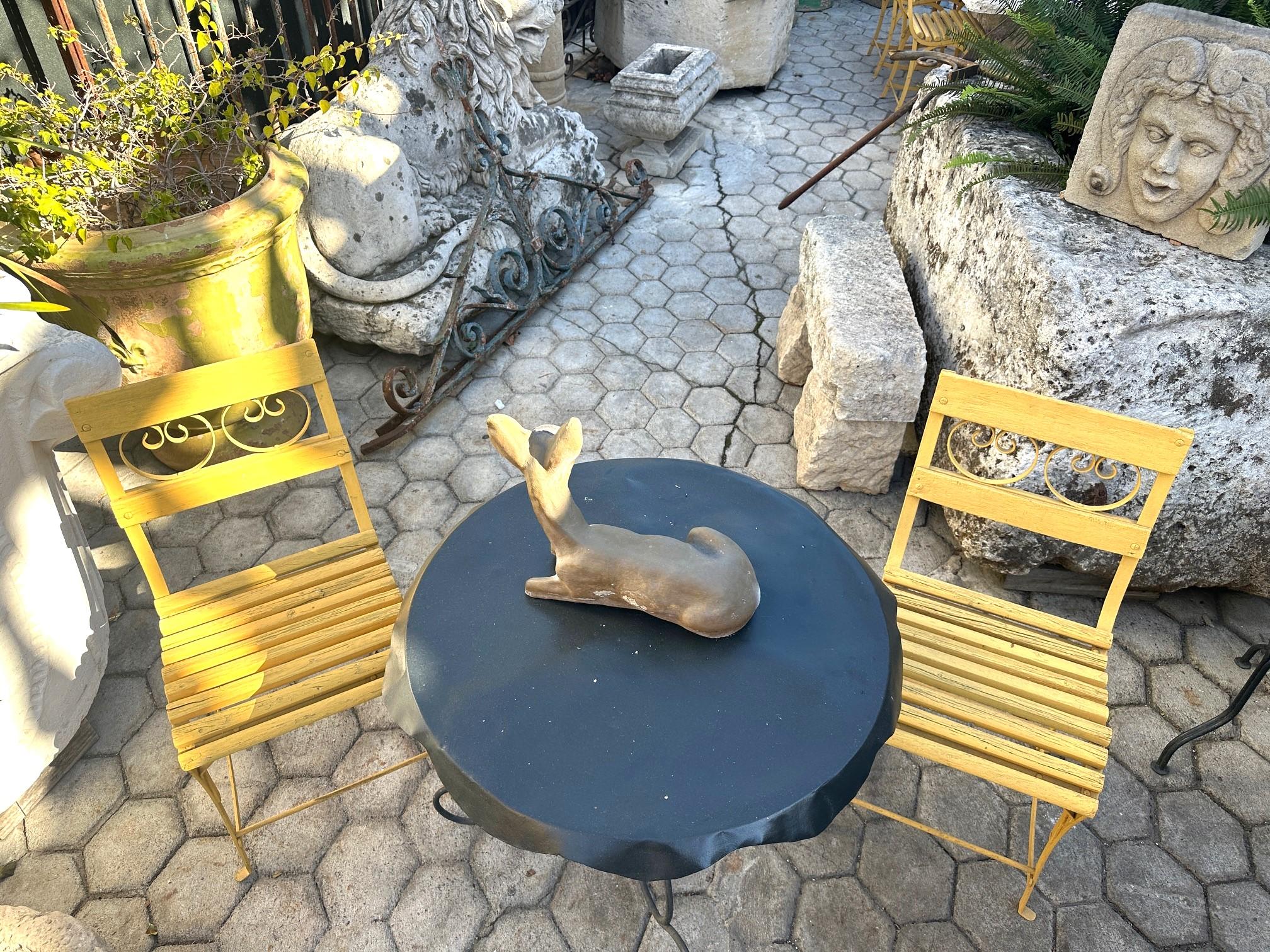 19th Century Side Handmade Garden Table Chairs Furniture Iron & Wood Antique, LA For Sale 3